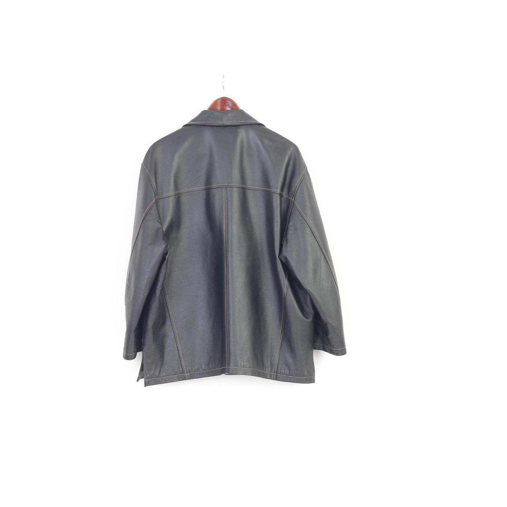 Vera Pelle × Vintage New Vintage Men 54 L Leather Jacket Black Full Zipper 1194 Size US L / EU 52-54 / 3 - 8 Thumbnail