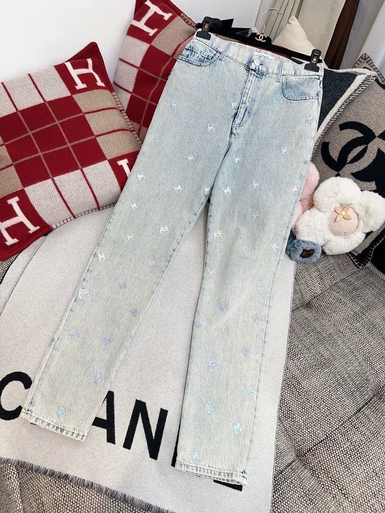 Chanel Chanel 21k blue and gray double C sequin jeans Size 25" / US 0 / IT 36 - 3 Thumbnail