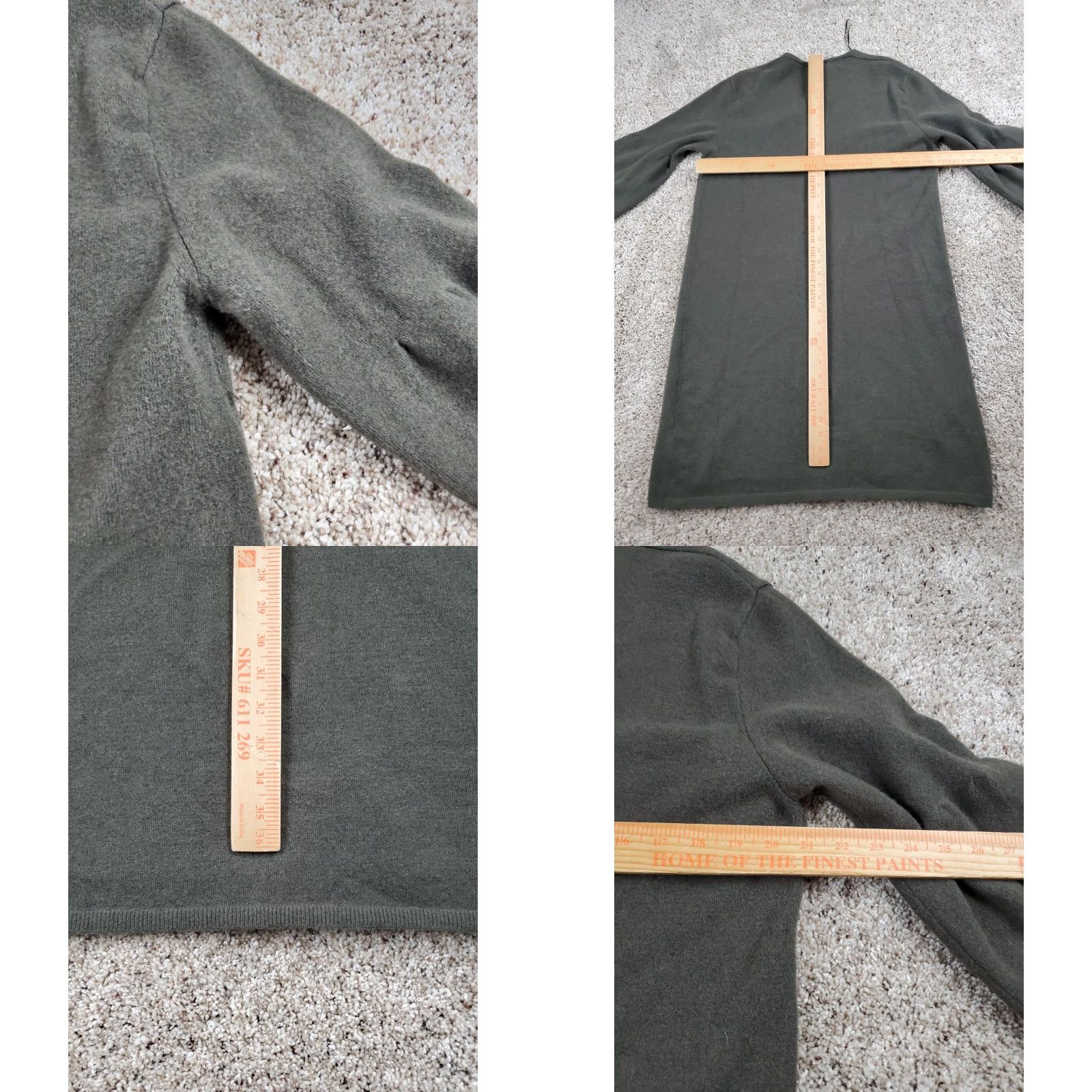 Massimo Dutti Massimo Dutti A-Line Dress Large Womens Green V-Neck Wool Blend Stretch Size L / US 10 / IT 46 - 9 Thumbnail