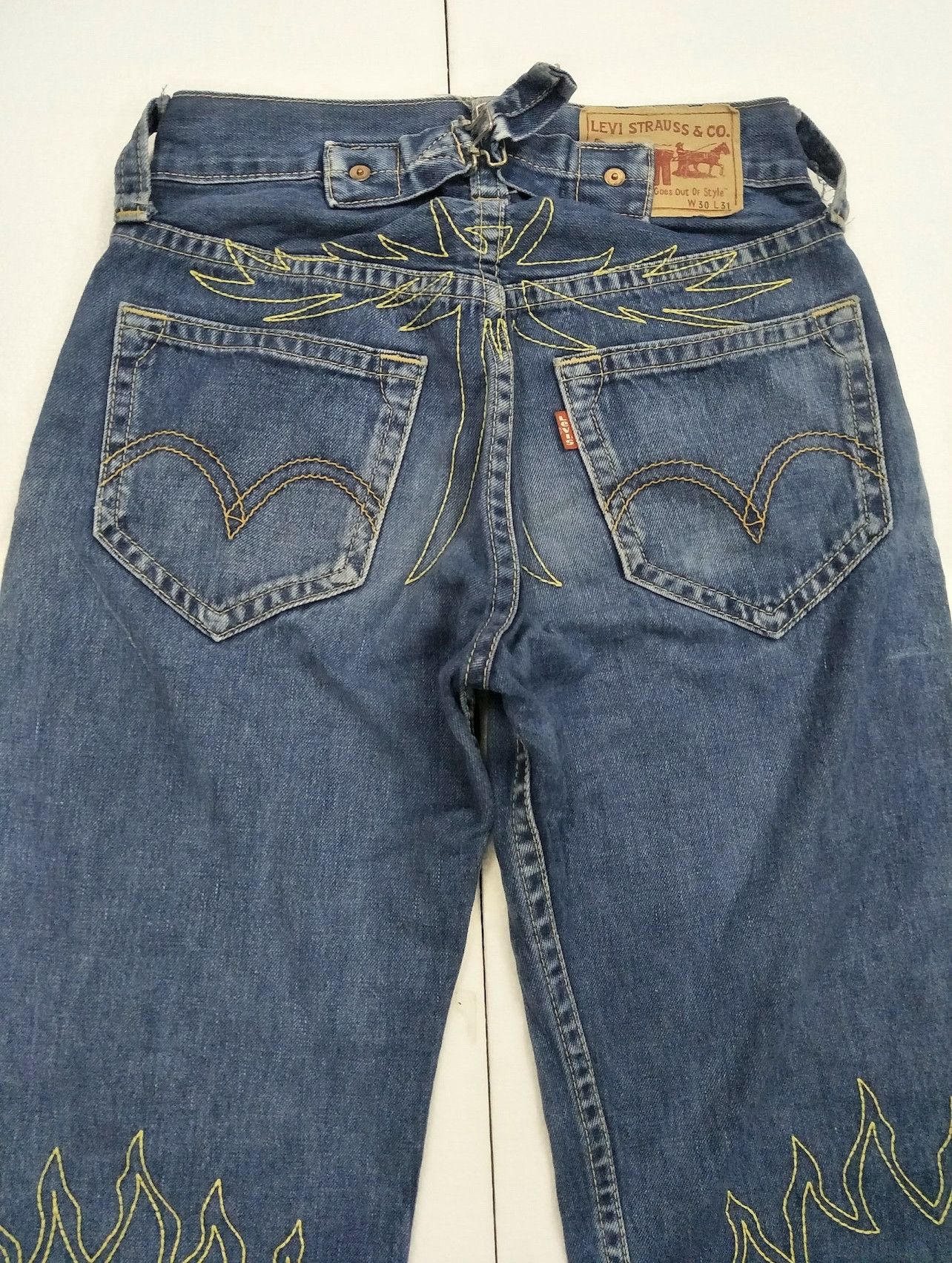 If Six Was Nine × Levi's × Vintage Levis Buckle Baggy Wide Leg Flamming Stitch Travis Scott Size US 30 / EU 46 - 2 Thumbnail