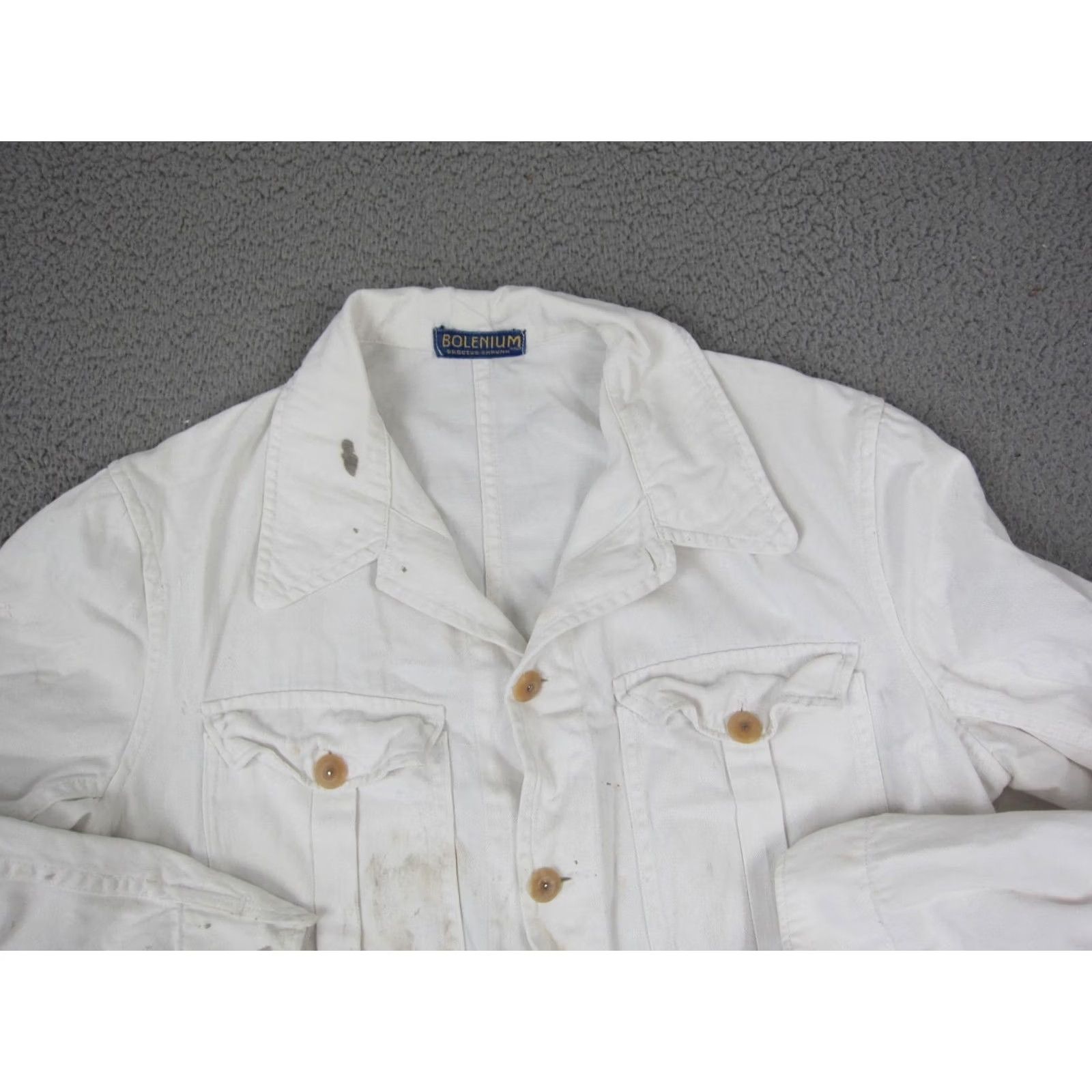 Denime VINTAGE Bolenium Overalls Mens 40 x 28 White Denim Workwear 60s 70s Size US 40 / EU 56 - 2 Thumbnail