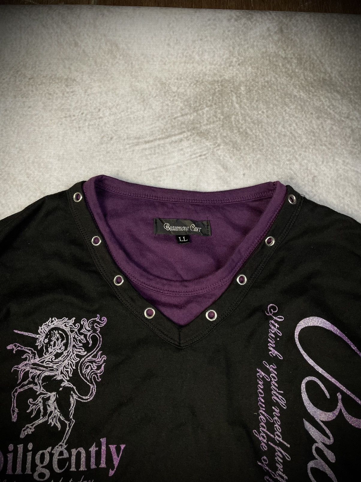If Six Was Nine 2000s Beaumont Vkei Style Poem Longsleeve Size US L / EU 52-54 / 3 - 4 Thumbnail