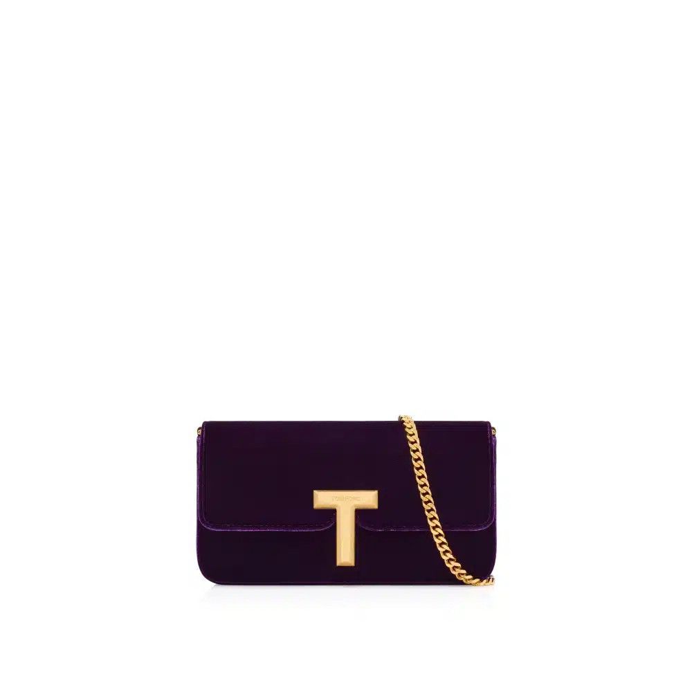 Tom Ford o1loc1c0825 L1835 Size: OS / Velvet Clutch Bag in Purple Size ONE SIZE - 1 Thumbnail