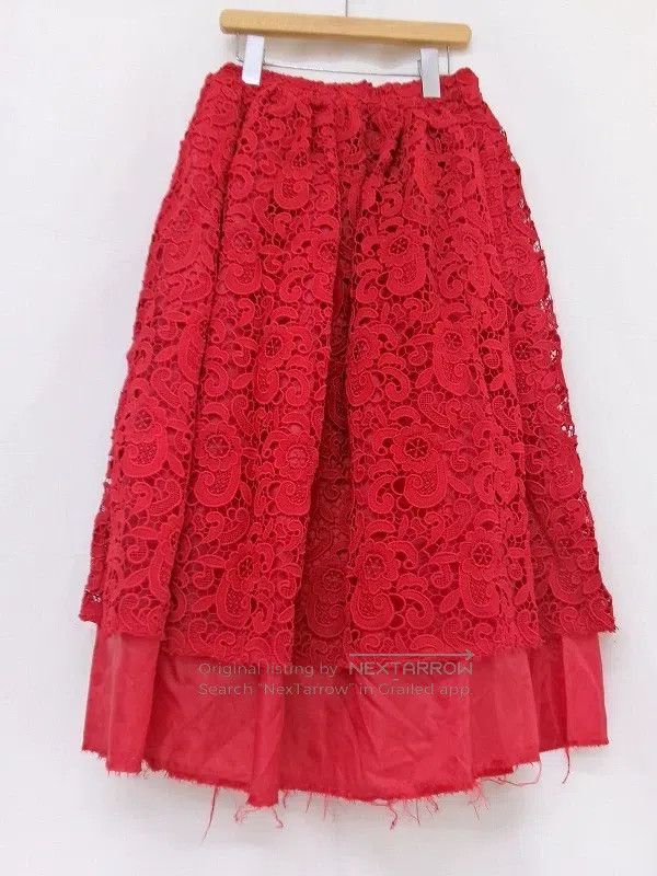 Comme des Garcons Comme Des Garcons size S Red vintage patterned skirt Size 23" - 1 Thumbnail
