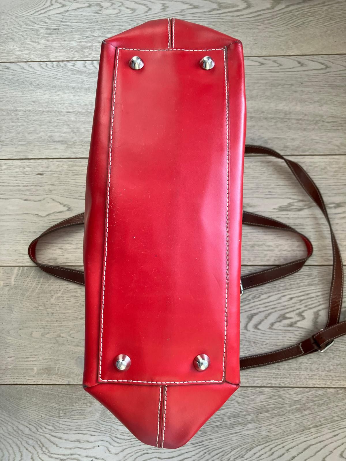 Angelo Nardelli Nardelli Red Leather Tote Bag - Made in Italy Size ONE SIZE - 4 Thumbnail