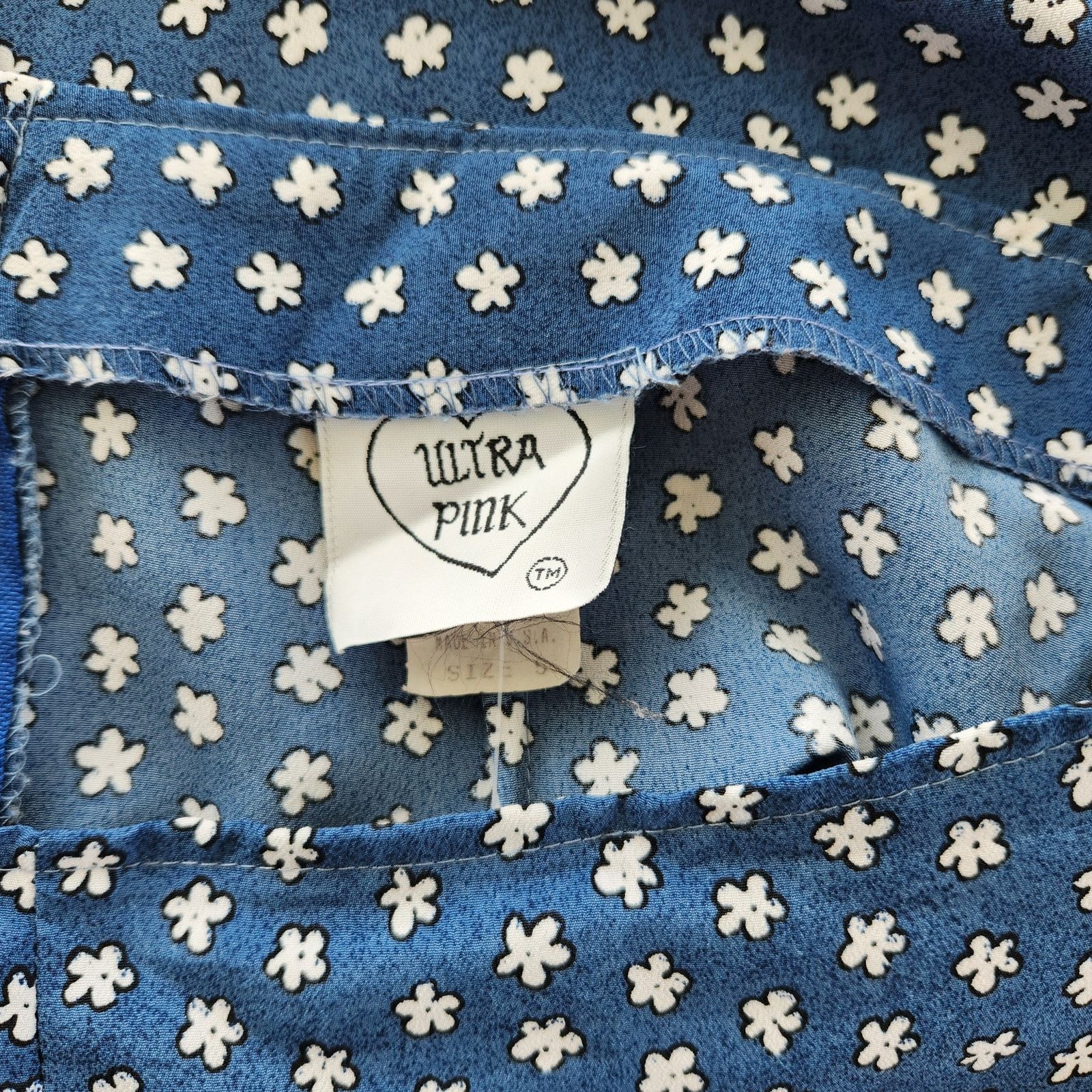 Vintage Vintage 90s Blue Floral Mini Skirt XS Size 26" / US 2 / IT 38 - 4 Thumbnail