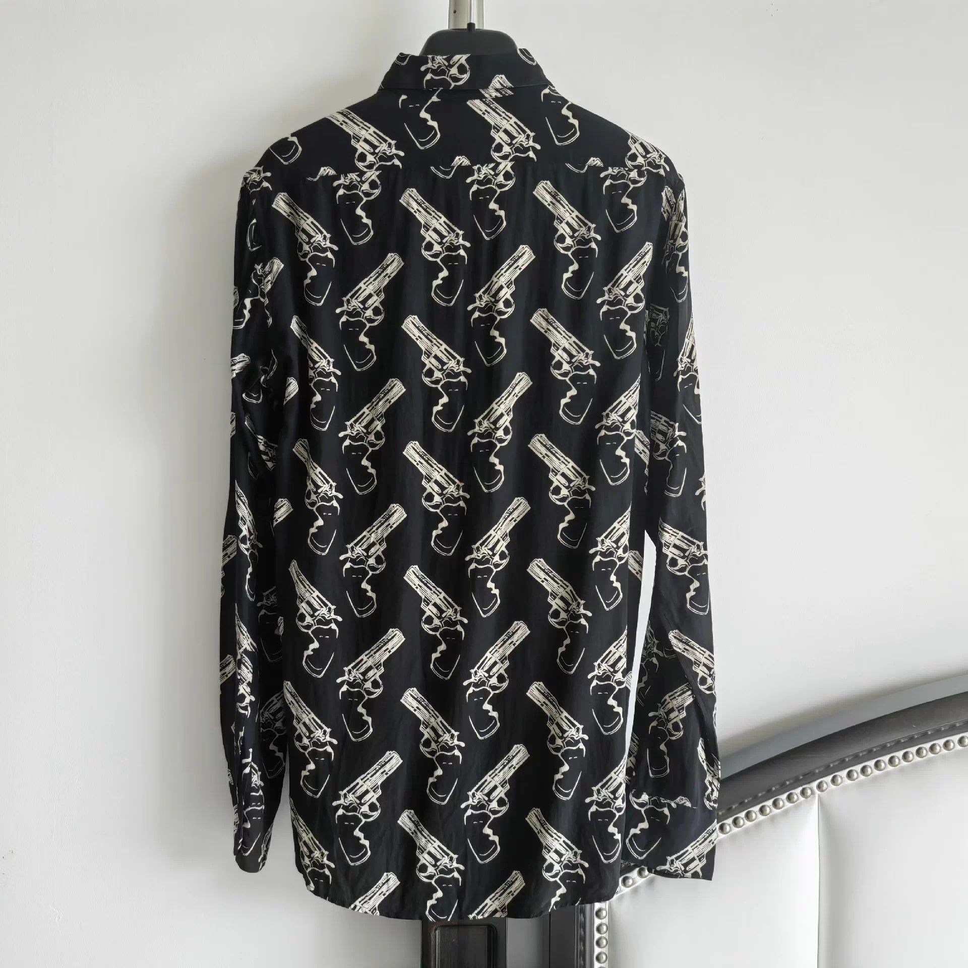 Saint Laurent Paris SLP 14ss Revolver Shirt Skull/Sea/Note 38 Size US XXS / EU 40 - 2 Thumbnail