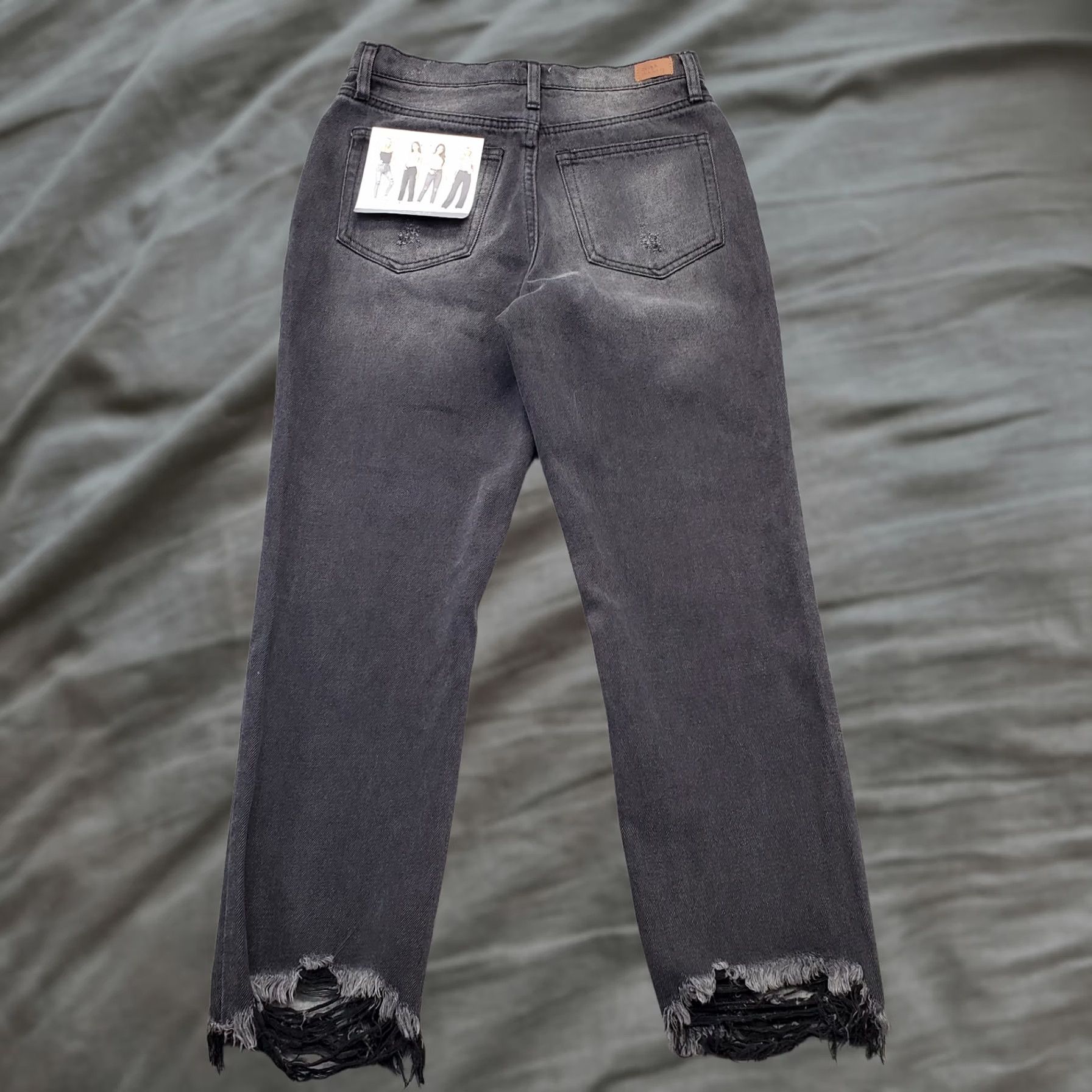 Vintage Simple Society Jeans Womens 7/28 Denim High Rise Frayed Hem Straight Leg Jeans Womens Size 7 Black 28x25 5-Pocket NWT Size 28" / US 6 / IT 42 - 1 Thumbnail