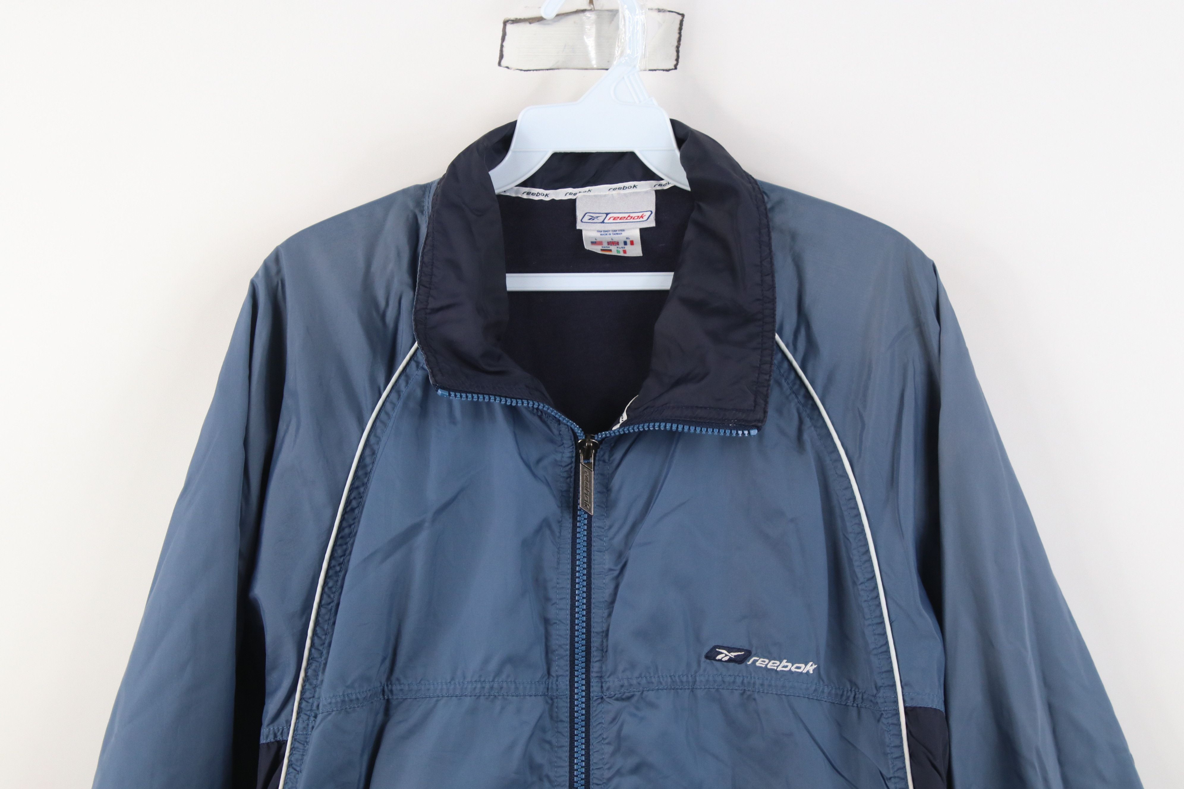 Reebok Vintage 90s Y2K Reebok Spell Lined Windbreaker Jacket Blue Size US L / EU 52-54 / 3 - 2 Thumbnail