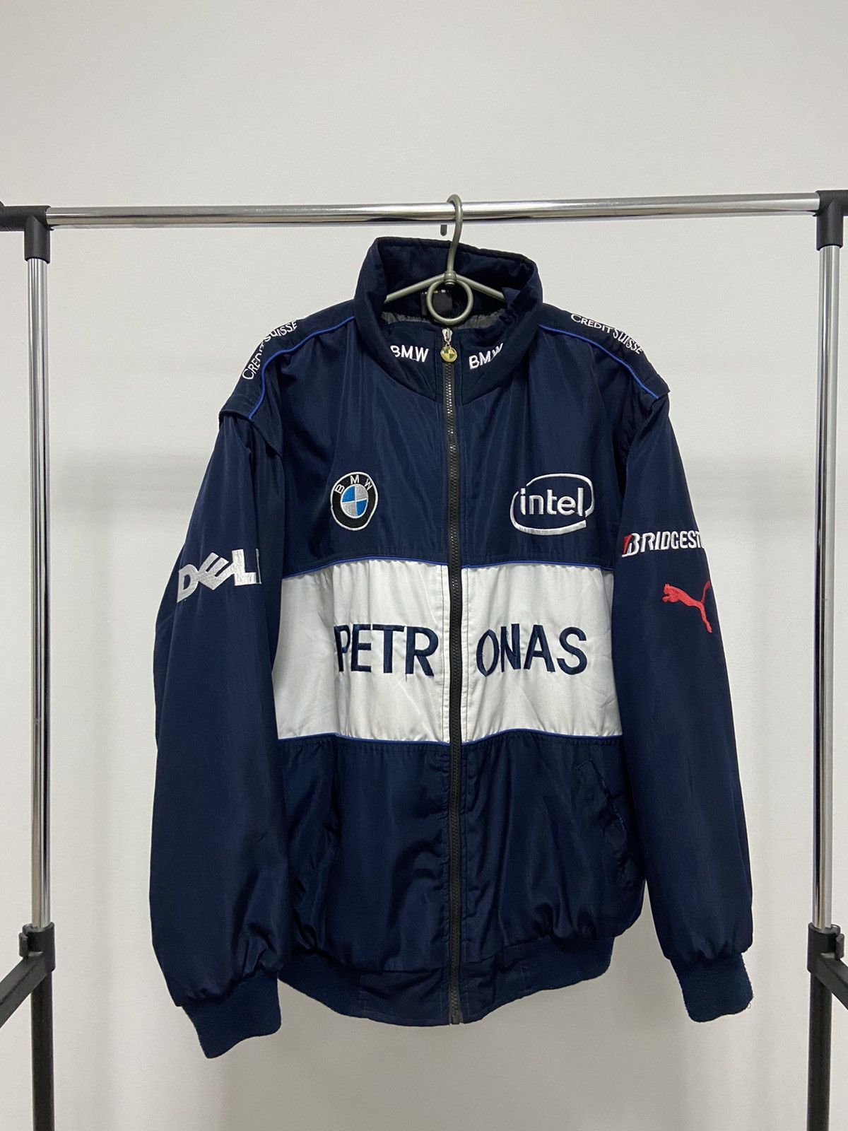 image of Bmw Vintage Jacket Big Logo Puma F1 Team Petronas in Blue, Men's (Size 2XL)