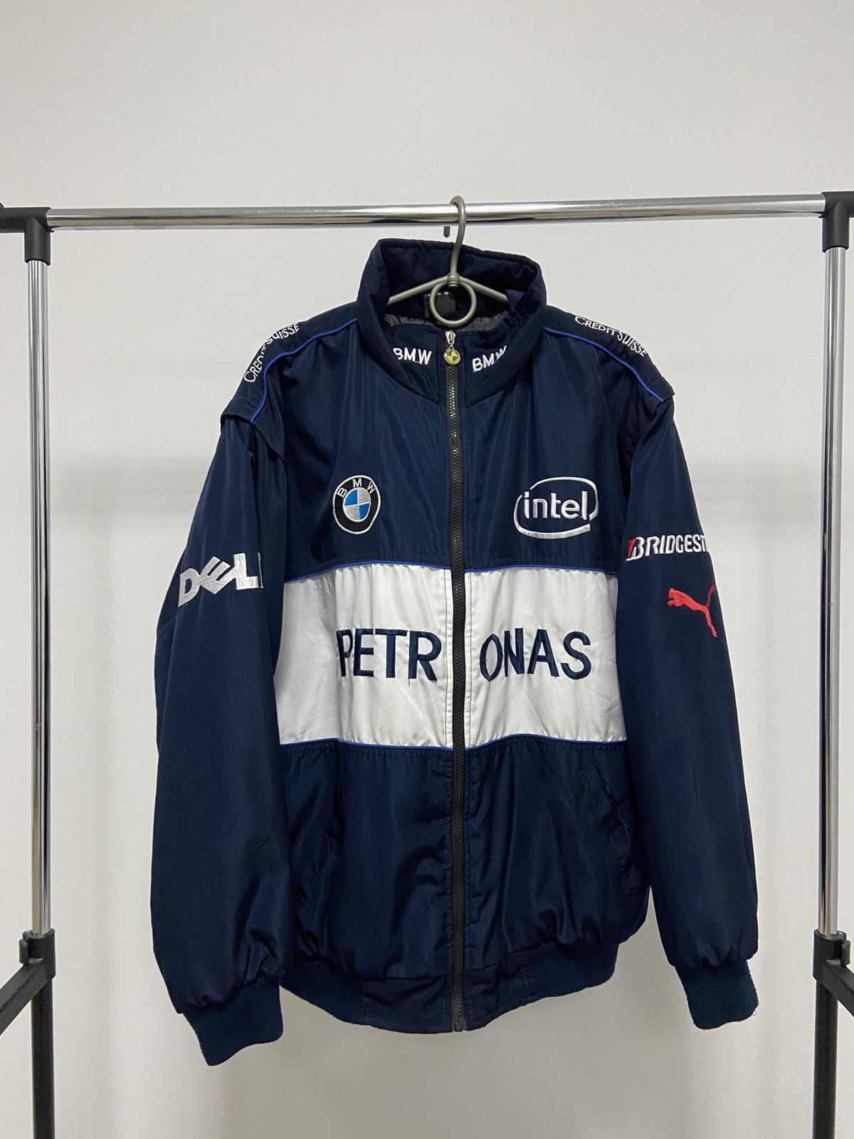 Pre-owned Bmw X Racing Bmw Vintage Jacket Big Logo Puma F1 Team Petronas In Blue