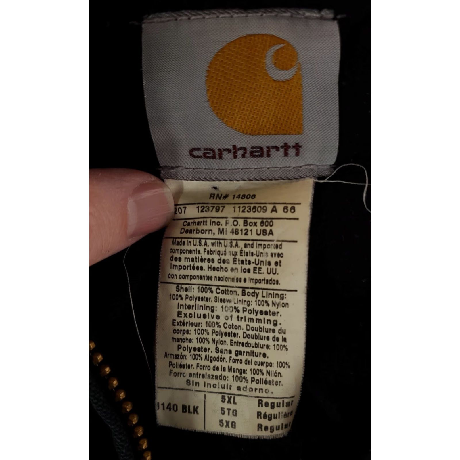 Carhartt VINTAGE Carhartt Jacket 90s Active Black J140 Made USA Mens 5XL Bomber Jacket Size US XXL / EU 58 / 5 - 3 Thumbnail