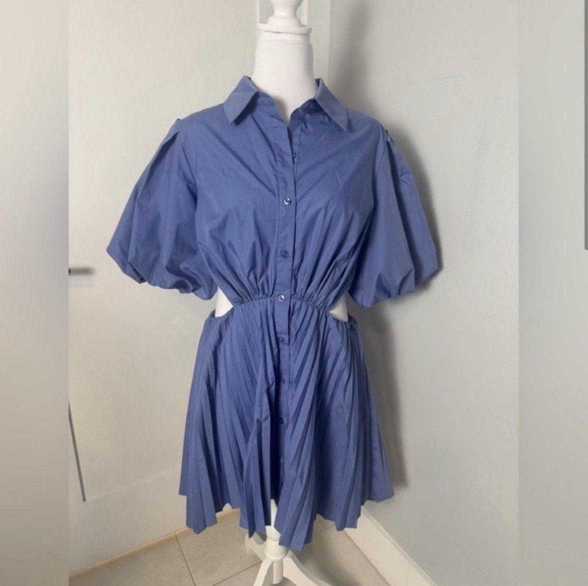 Jonathan Simkhai Simkhai Nadine Puff Sleeve Mini Dress/Size M Size M / US 6-8 / IT 42-44 - 3 Thumbnail