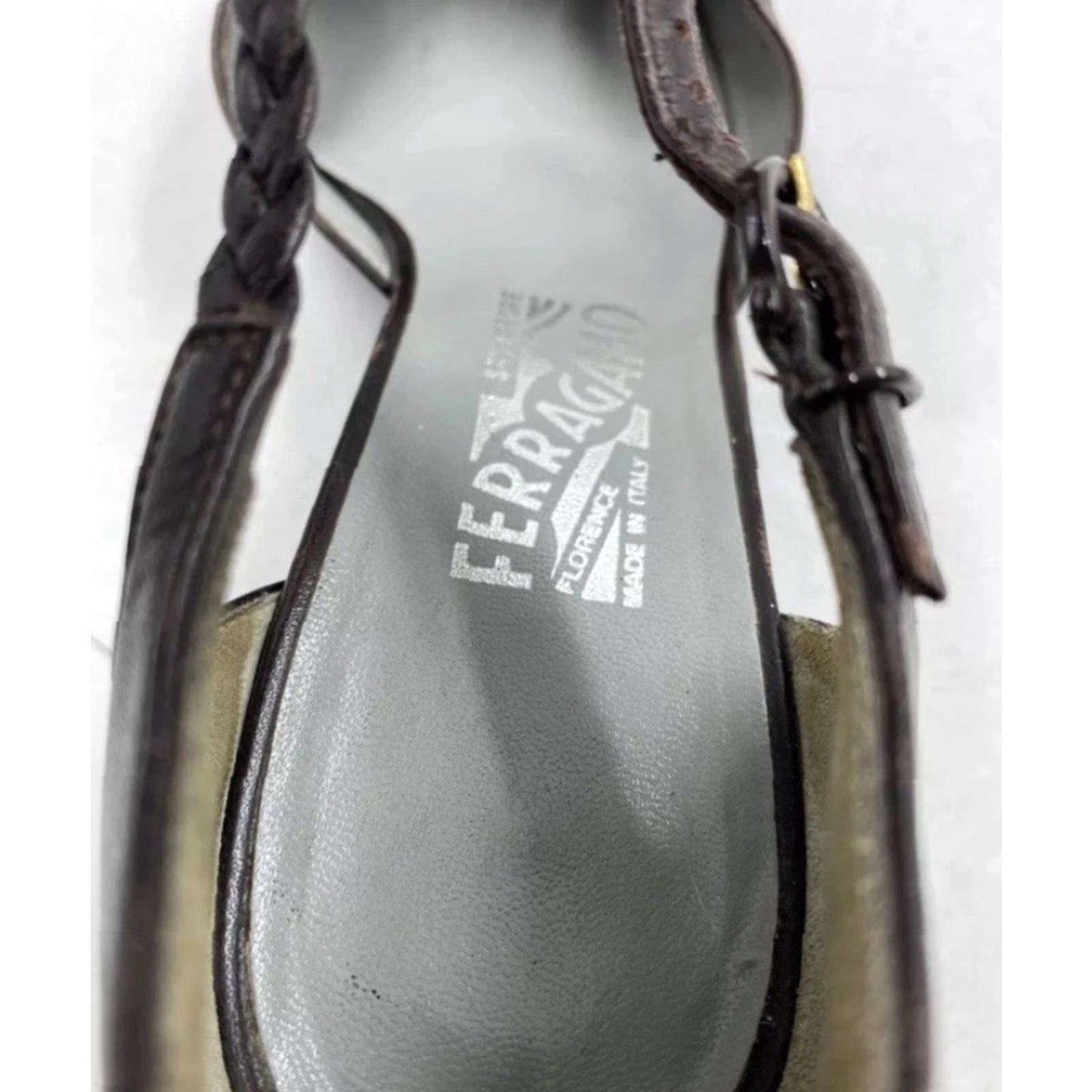 Salvatore Ferragamo Salvatore Ferragamo Brown Leather Braided Accents T-Strap Pump Size 8 Women Shoes Brown Pump Straps Leather 8 Womens Size US 8 / IT 38 - 8 Thumbnail