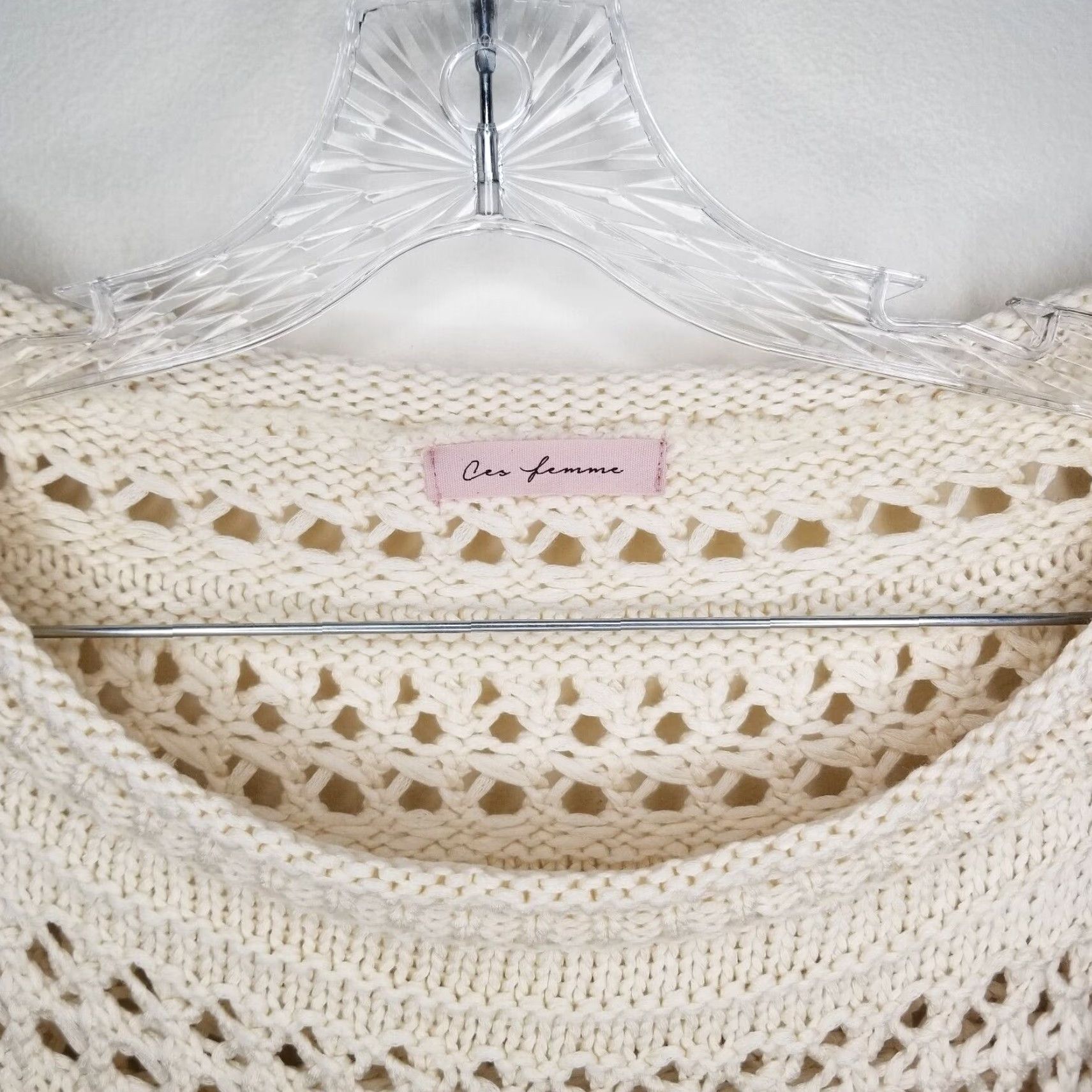 Vintage Femme Womens Striped Knitted Long Sleeve Pullover Sweater Beige Large Size L / US 10 / IT 46 - 3 Thumbnail