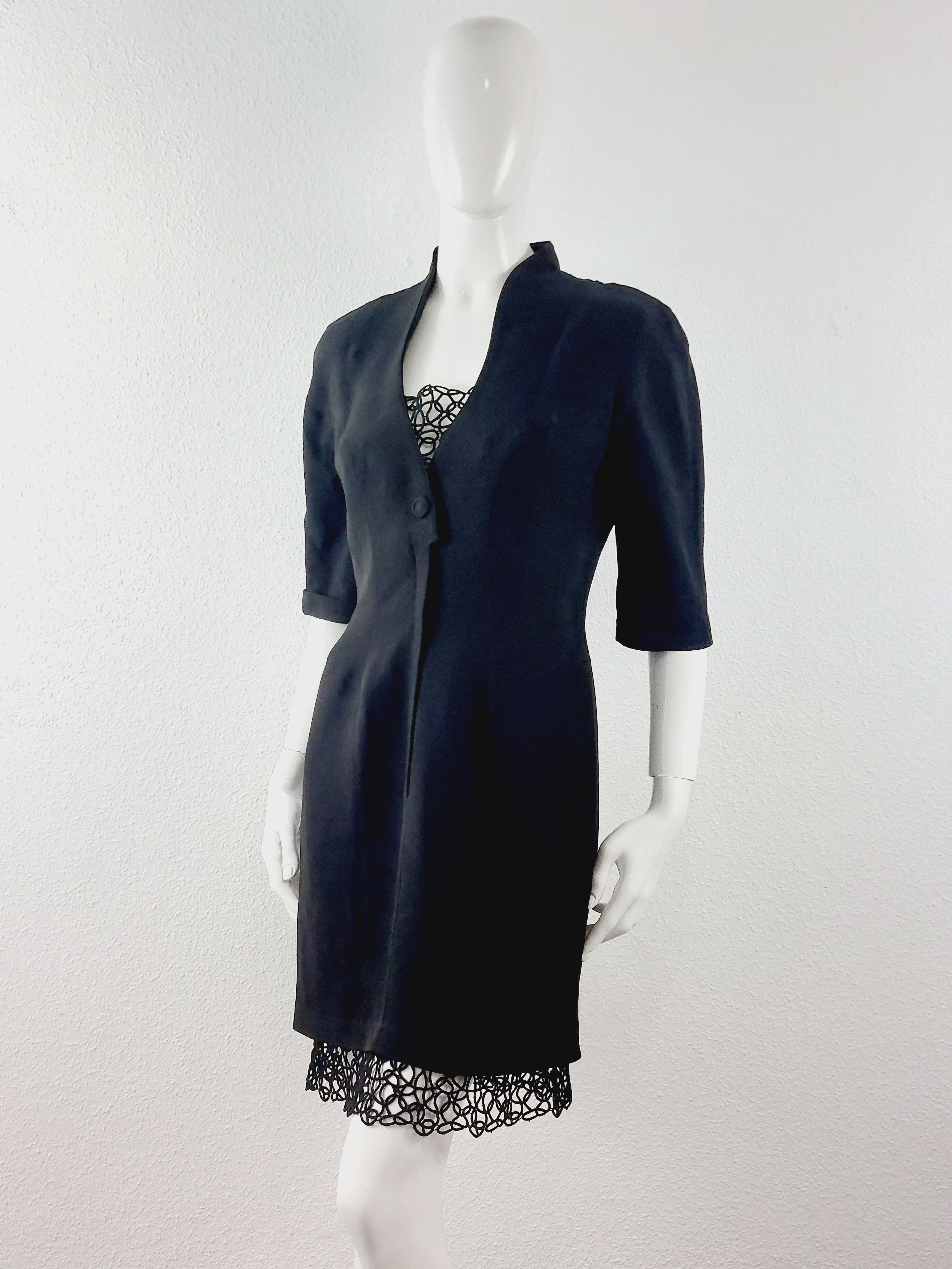 Thierry Mugler Thierry Mugler Archival Black Lace Open Back Cocktail Dress Size S / US 4 / IT 40 - 13 Thumbnail