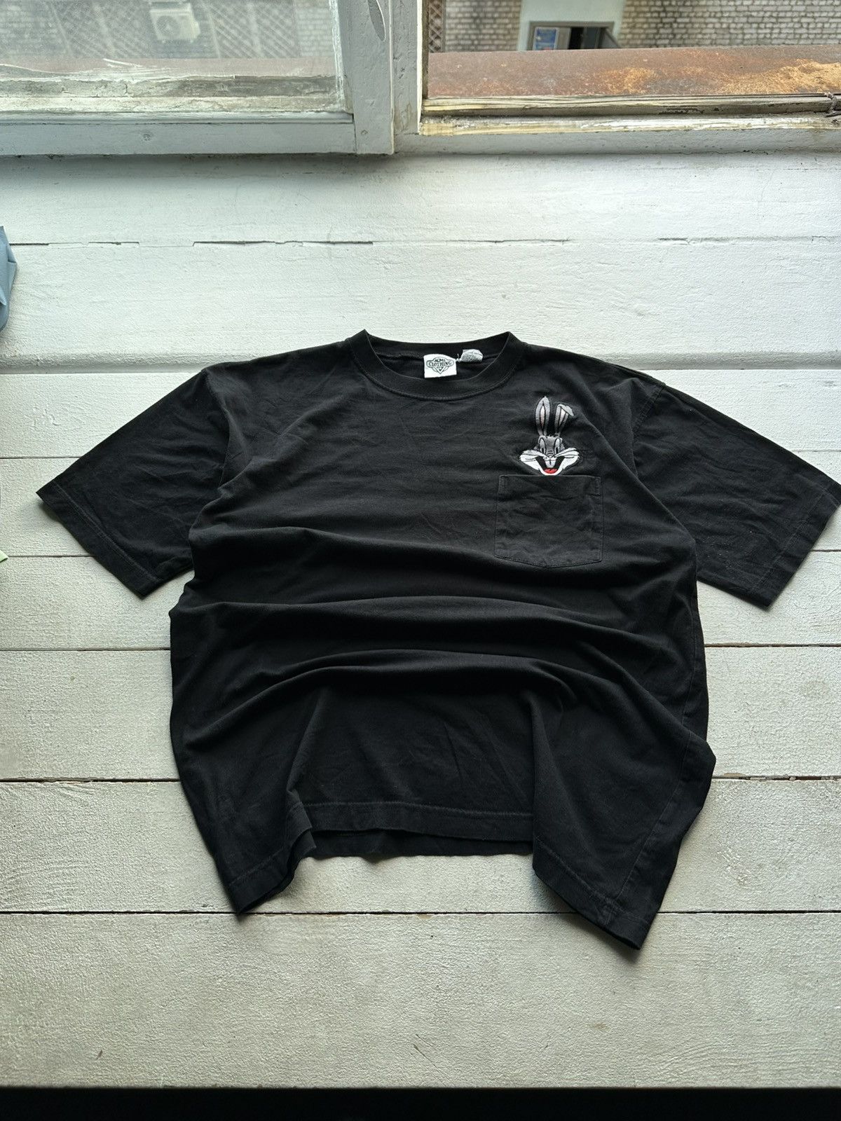 Warner Bros 1991 🚨 BUGS BUNNY LOONEY TUNES WARNER BROS. BIG LOGO BLACK Size US L / EU 52-54 / 3 - 1 Thumbnail