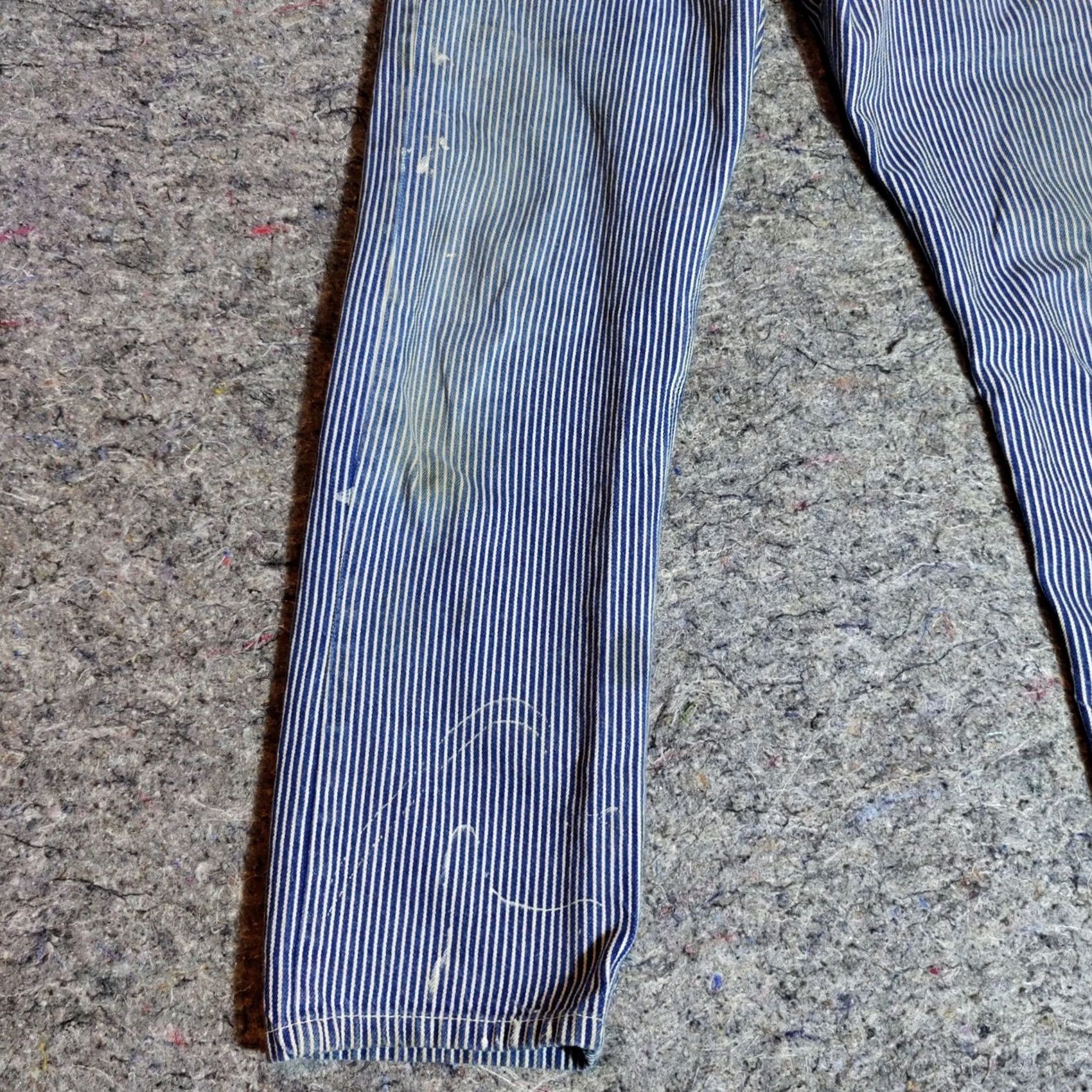 L.C. King Work Pants Mens 28x28 Blue Hickory Stripe Painter Carpenter Distressed Cotton, Men's — image 6 of 6