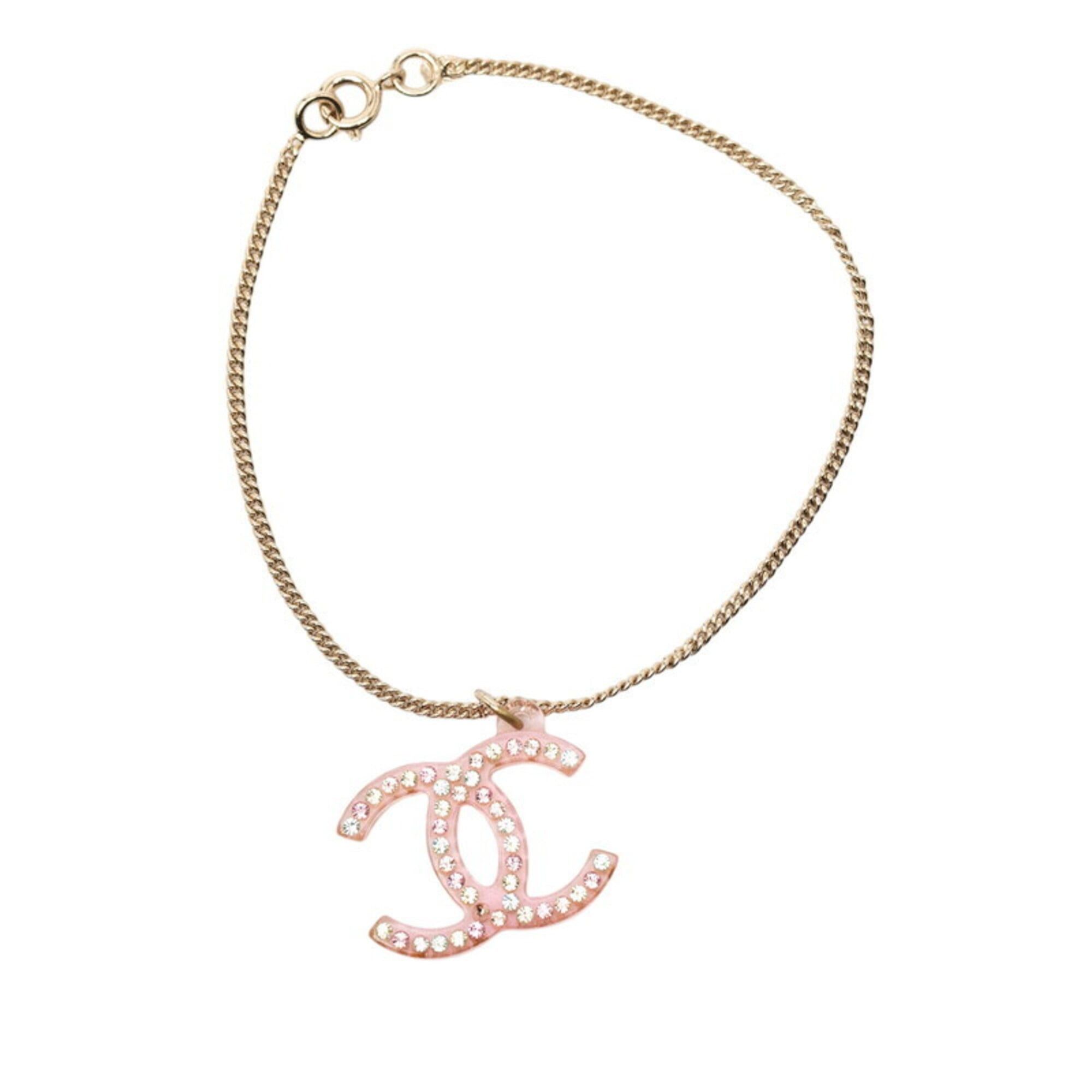 Chanel Chanel Coco Mark Chain Bracelet, 04A Engraving, Pink Plastic Rhinestones, Women's CHANEL Size ONE SIZE - 1 Thumbnail