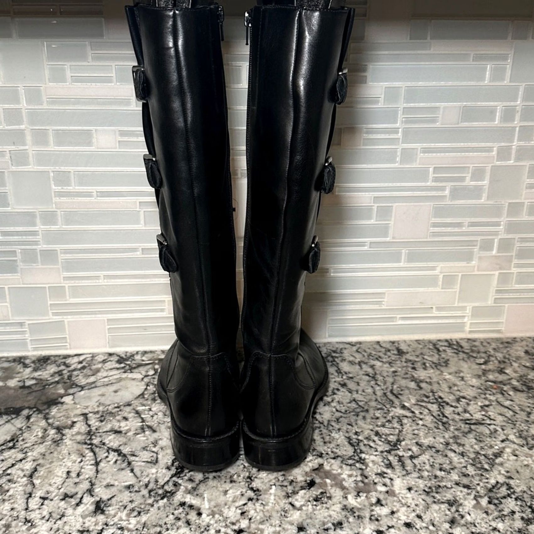 Ecco VINTAGE ECCO Riding Boot Hobart 25 Over the Knee Buckle Detail Women 39 Black Size 8.5 Leather Boots Mens Girls Size US 9 / IT 39 - 4 Thumbnail