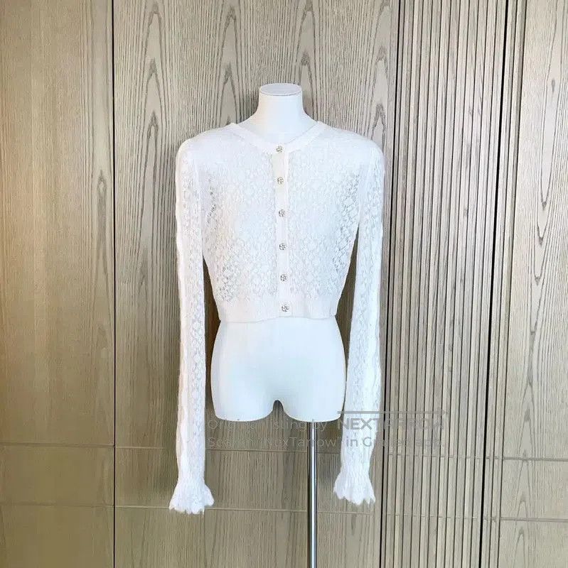 Chanel Chanel White Alpaca Wool Puff Sleeve Cardigan . Size S / US 4 / IT 40 - 1 Thumbnail