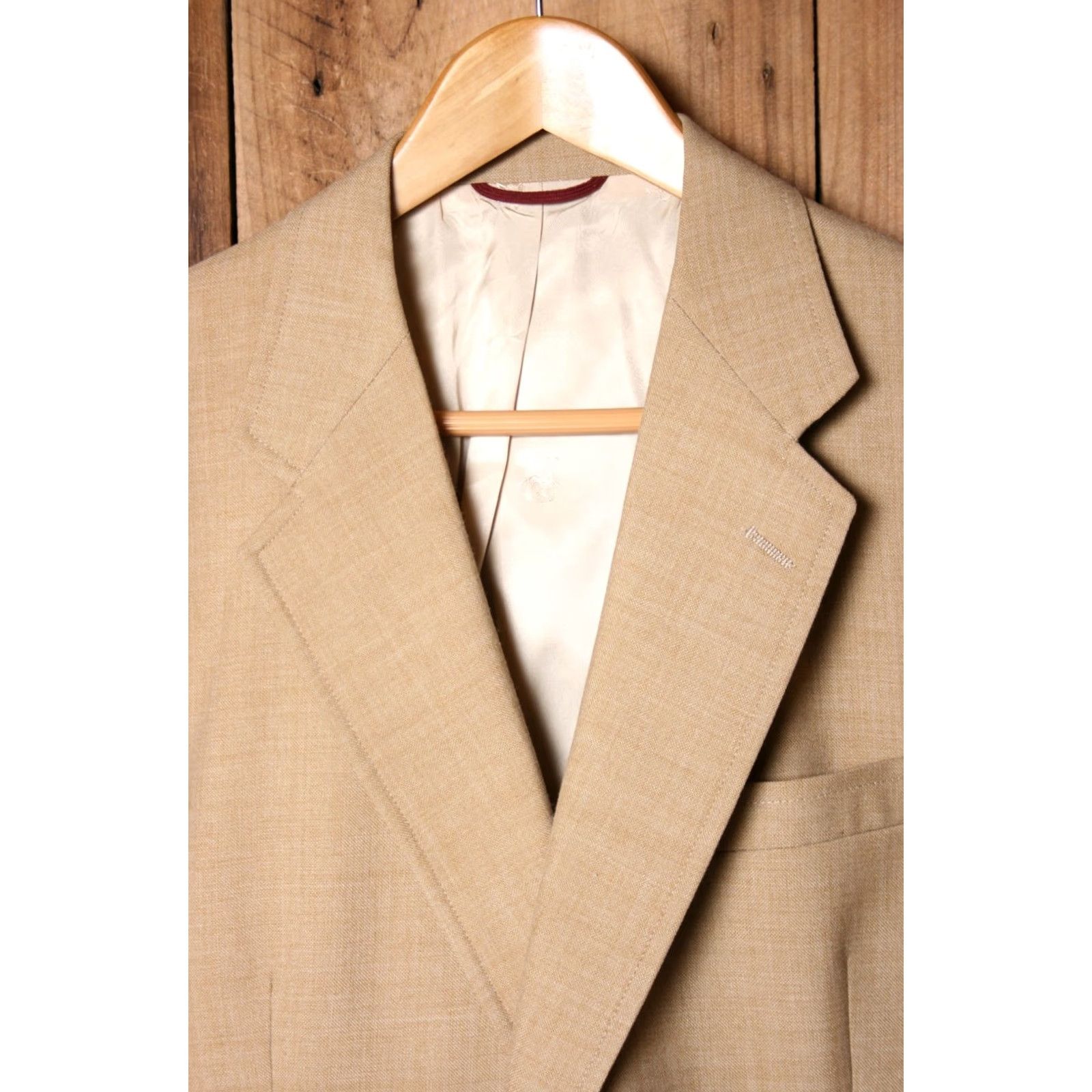 Hart Schaffner Marx VINTAGE Hart Schaffner Marx Jack Nicklaus Golden Bear Tan Blazer 42R Blazer Mens Tan 2-Button 3-Button Single-Vented Excellent Size 42R - 2 Thumbnail