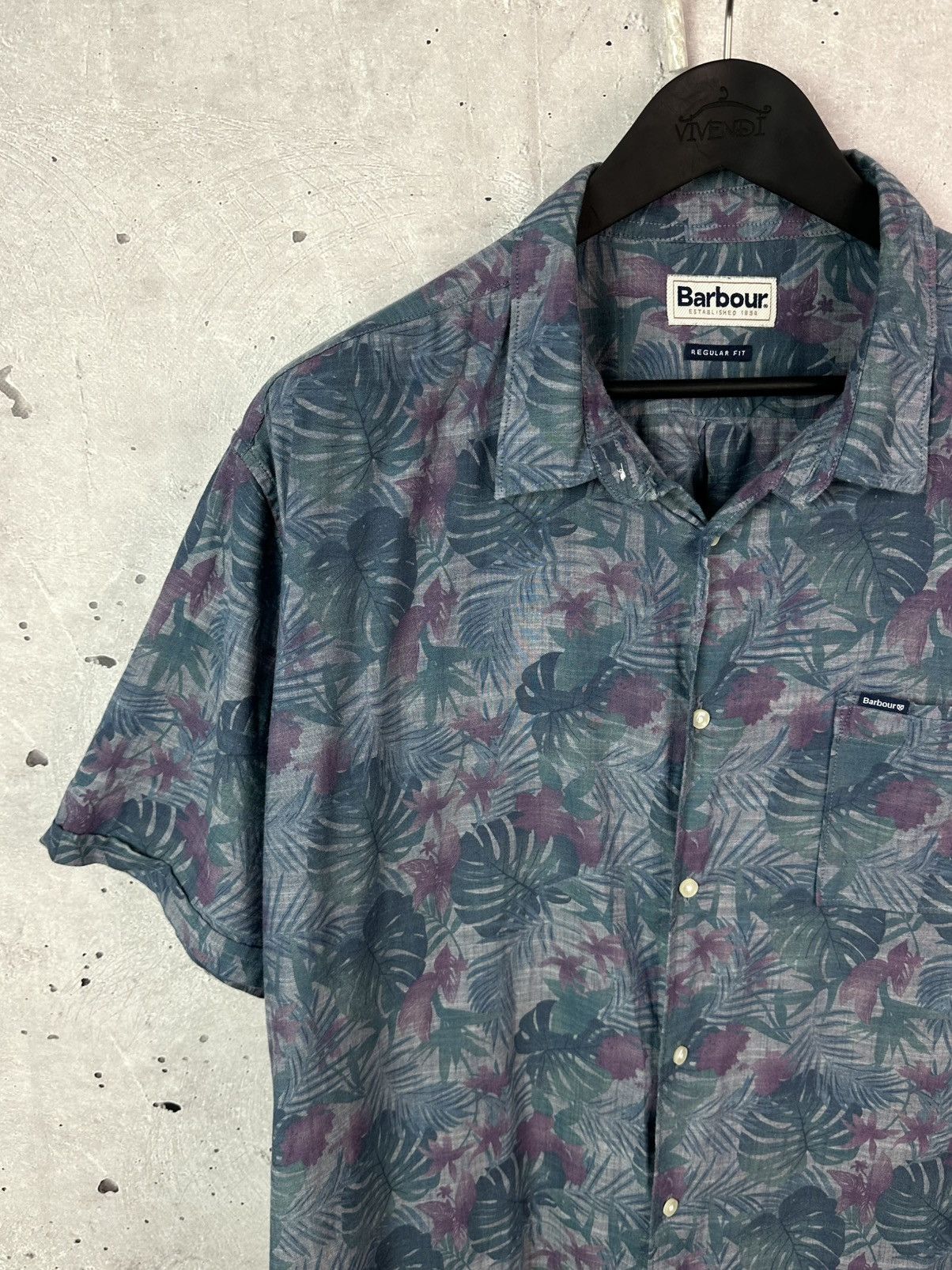 Barbour Barbour Regular Fit Tropical Leaves Short Sleeve Men’s Shirt Size US XXL / EU 58 / 5 - 2 Thumbnail