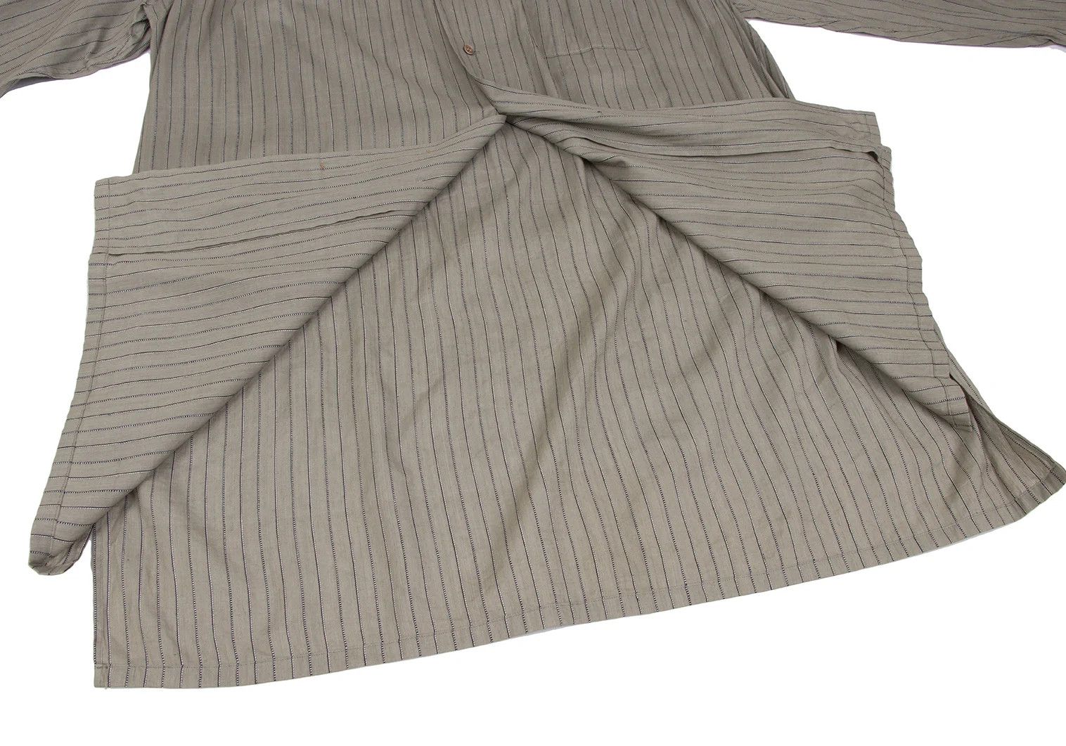 Jean Paul Gaultier Silk-Cotton Stripe Woven Shirt in Khaki Size 3 Size US L / EU 52-54 / 3 - 10 Thumbnail
