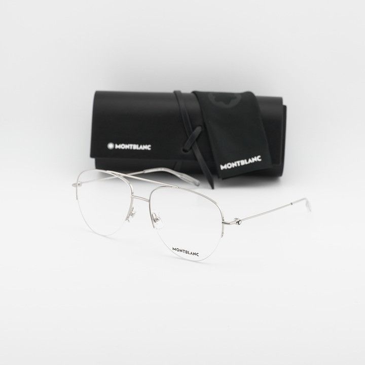 Montblanc Montblanc MB0077O 003 Eyeglasses Silver 57mm Aviator Frame Size ONE SIZE - 11 Thumbnail