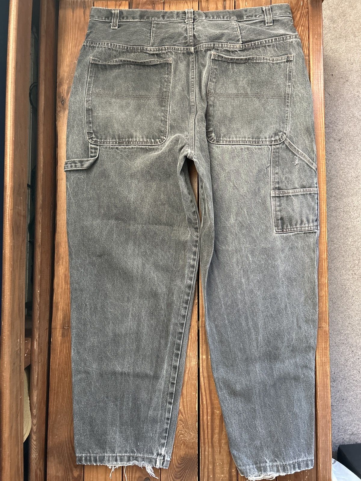 Vintage Vintage 90s Faded Black Distressed Wide Leg Baggy Jeans Size US 38 / EU 54 - 1 Thumbnail