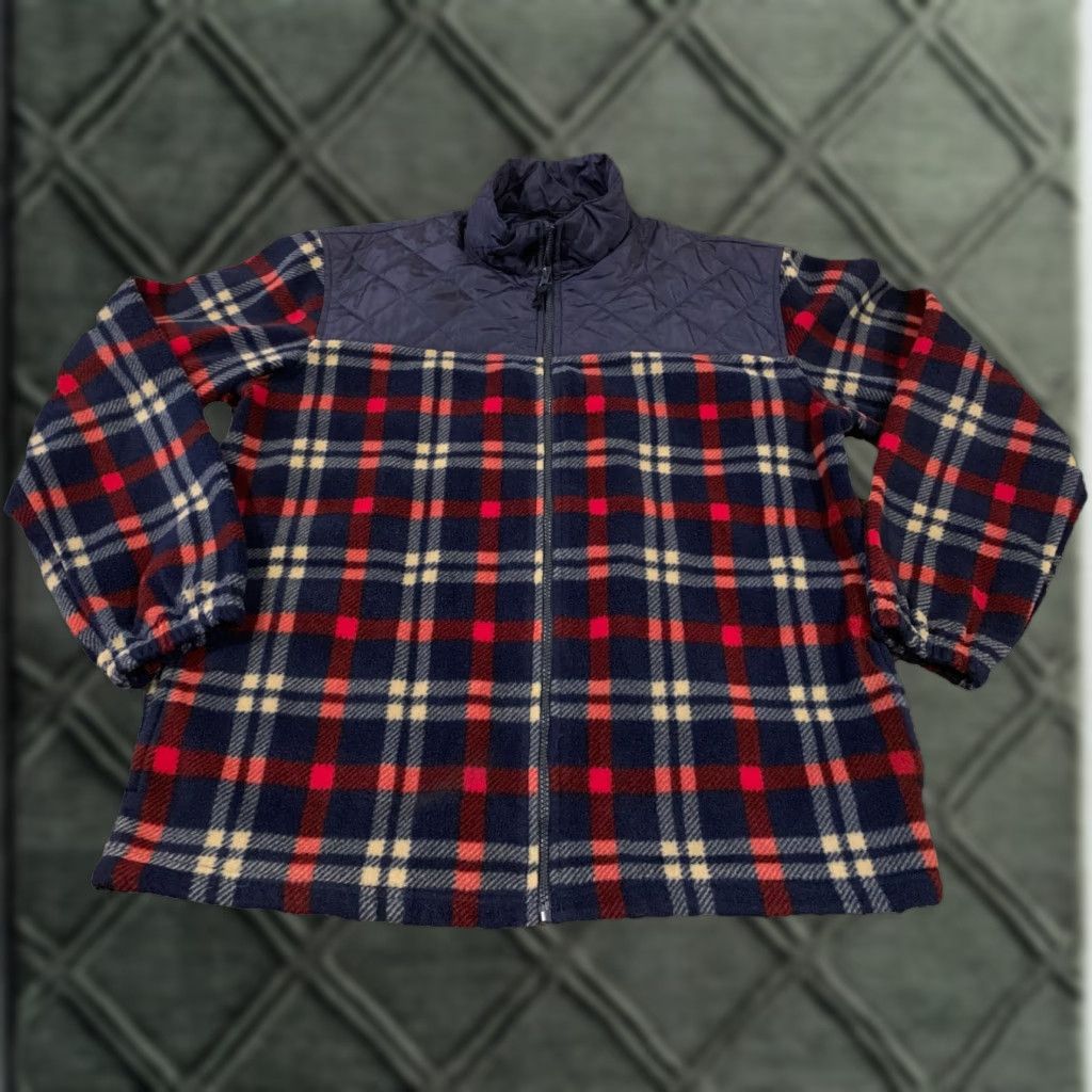 Chaps Chaps by Ralph Lauren Blue Plaid Fleece Jacket L Quilted Full Zip Size US L / EU 52-54 / 3 - 1 Thumbnail