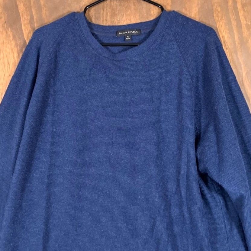 Banana Republic Banana Republic Mens Sweater Crew Neck Long Sleeve XL Blue Cotton Blend Knit Pullover Regular Fit Casual Business Workwear 90s? Size US XL / EU 56 / 4 - 2 Thumbnail