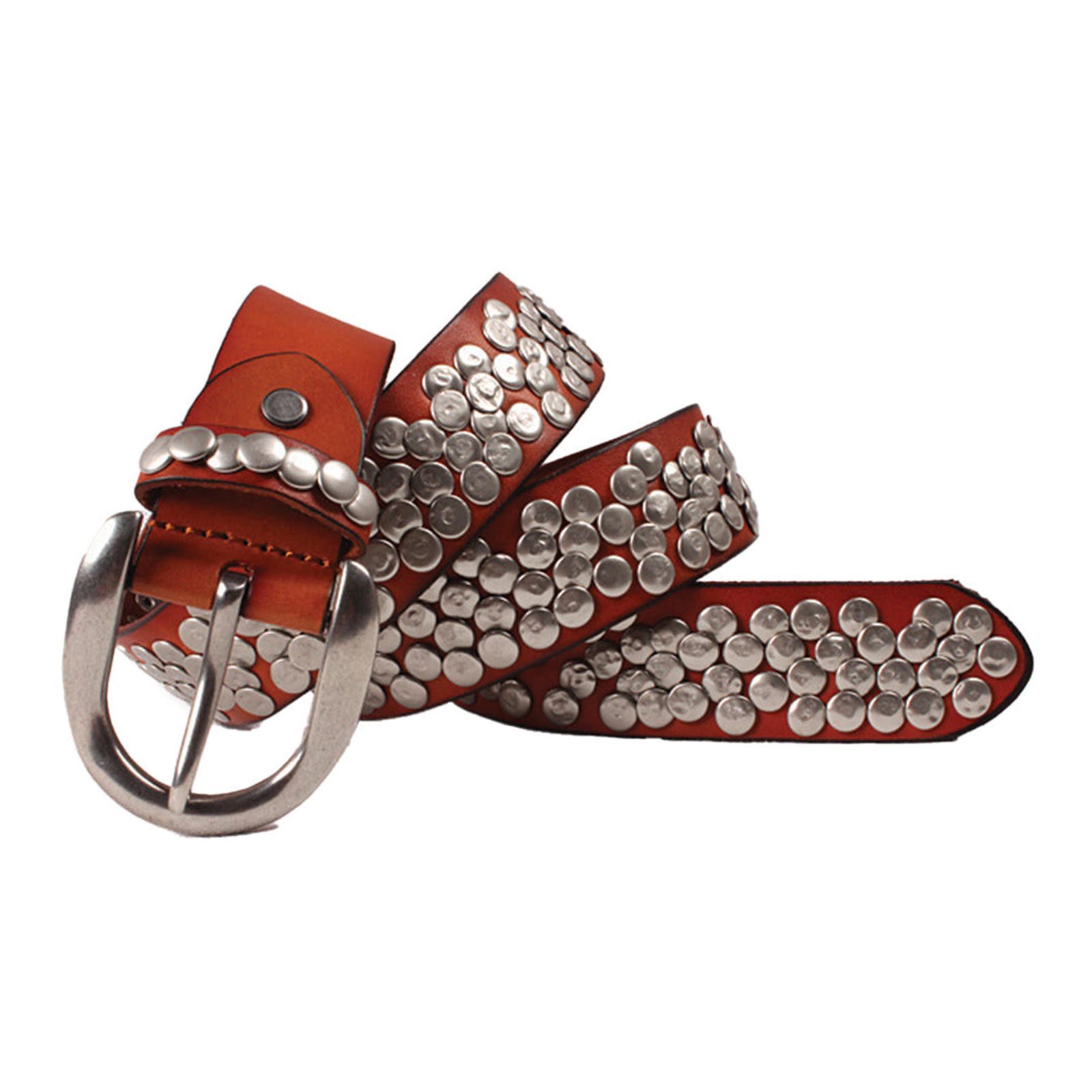 Japanese Brand Black Studded Leather Belt, Silver Round Stud Belt Size ONE SIZE - 6 Thumbnail