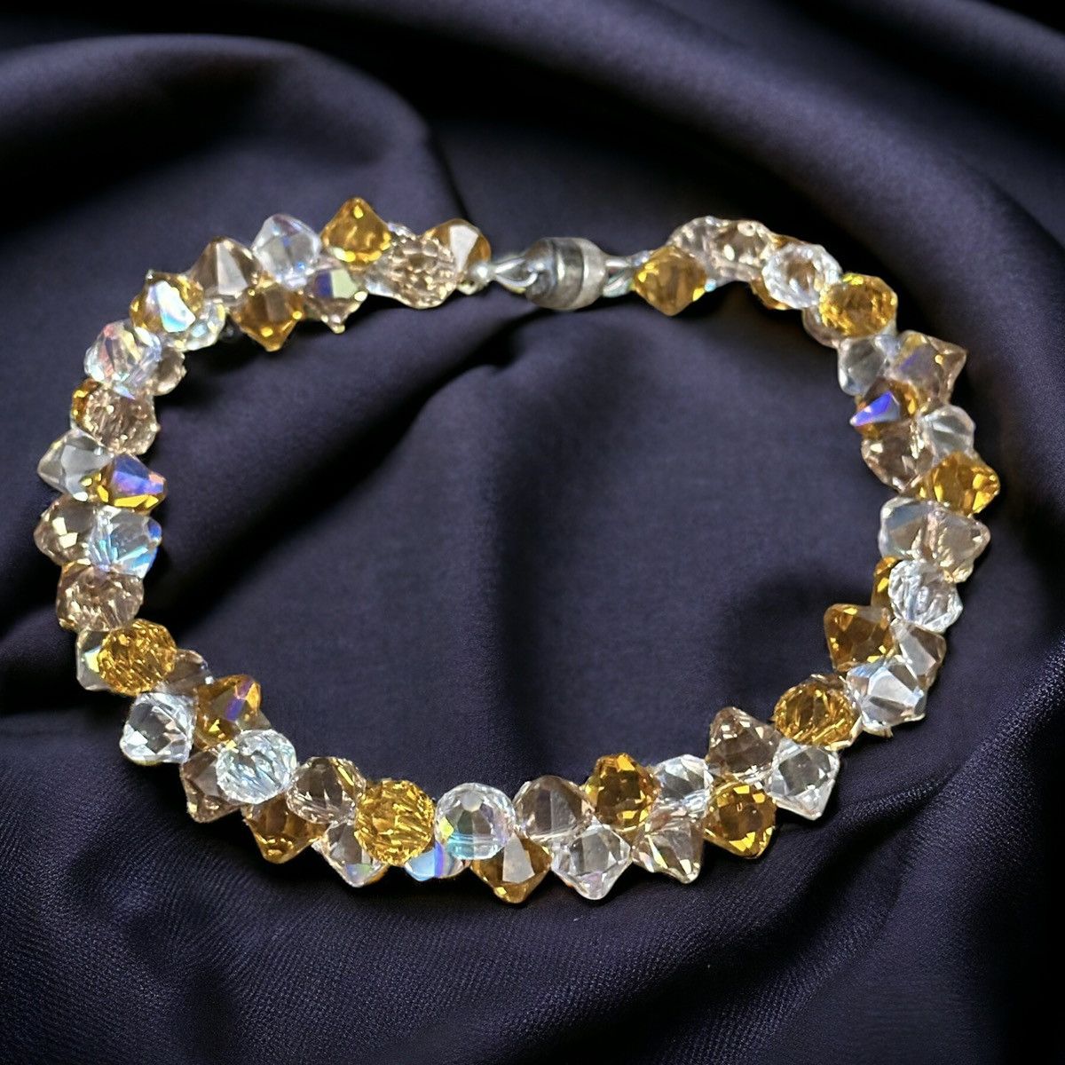 Vintage Vintage Amber and clear crystal bead bracelet Size ONE SIZE - 1 Thumbnail