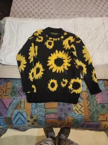 Japanese Brand Spring Flocking Floral Sweater Size US L / EU 52-54 / 3 - 4 Thumbnail