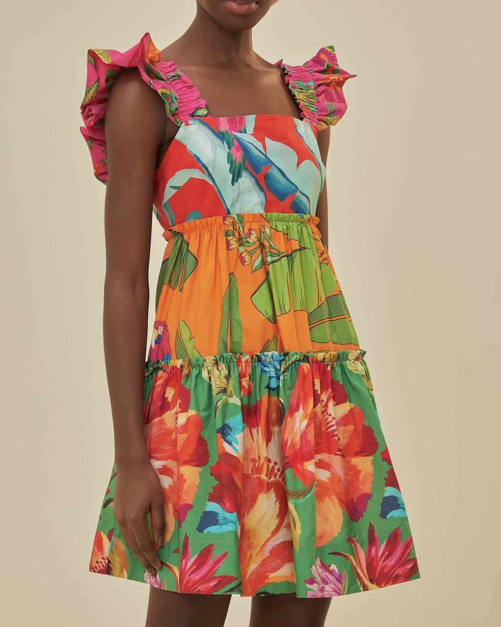 Farm Rio Farm Rio Foliage Mix Cotton Mini Dress, Size XS Size XS / US 0-2 / IT 36-38 - 3 Thumbnail