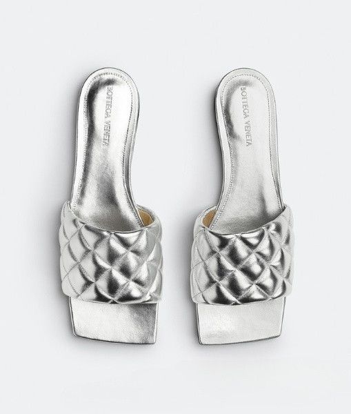 Bottega Veneta o1n1vont1124 Padded Flat Sandals Lambskin in Silver Size US 8 / IT 38 - 4 Thumbnail