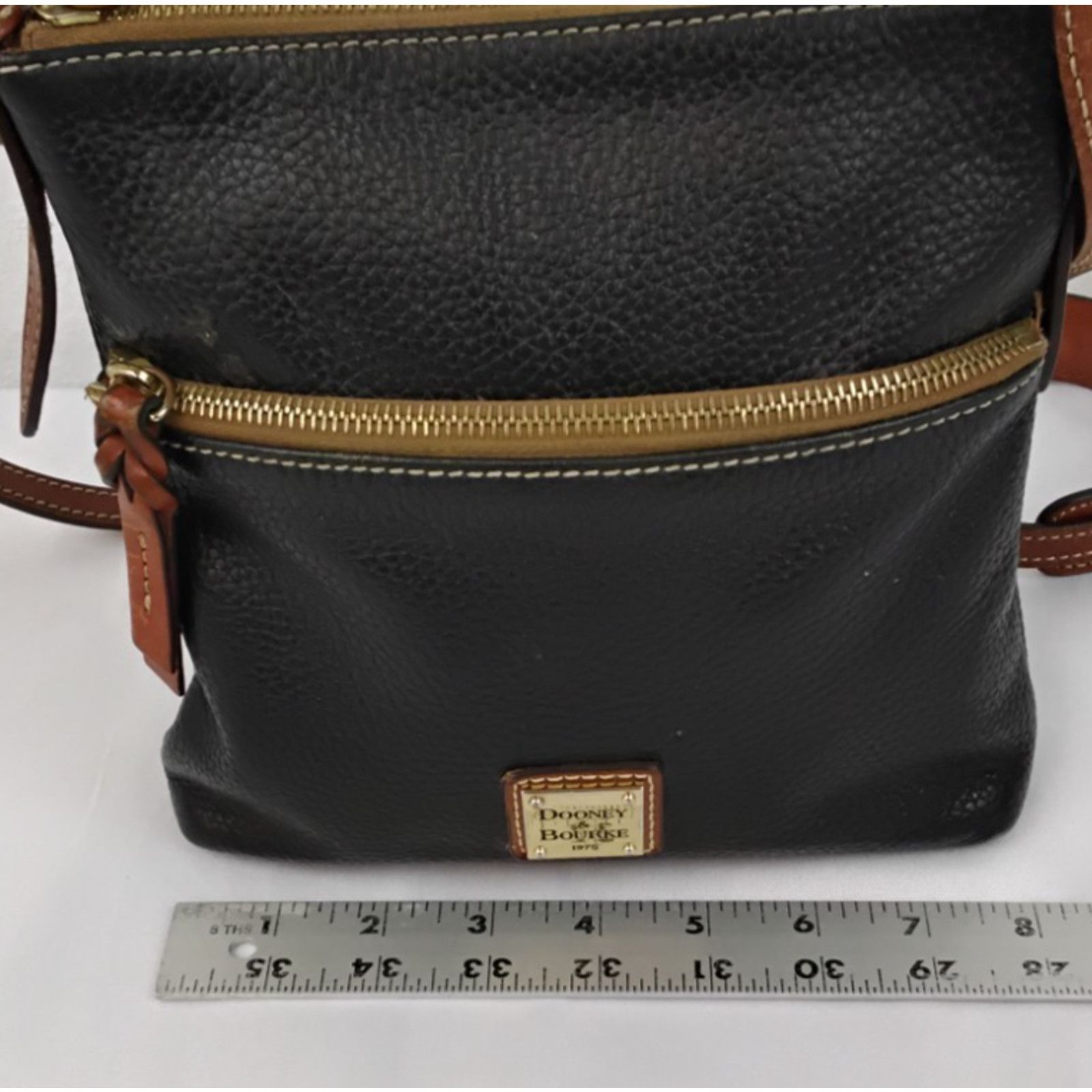 Dooney & Bourke Dooney & Bourke Crossbody Purse Black Leather Brown Trim Size ONE SIZE - 15 Thumbnail