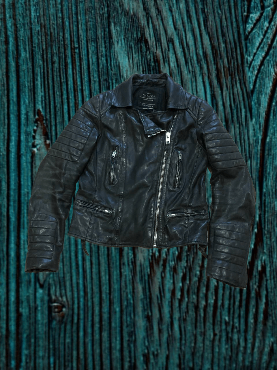 Allsaints ALLSAINTS PITCH BLACK LEATHER BIKER JACKET Size M / US 6-8 / IT 42-44 - 1 Thumbnail