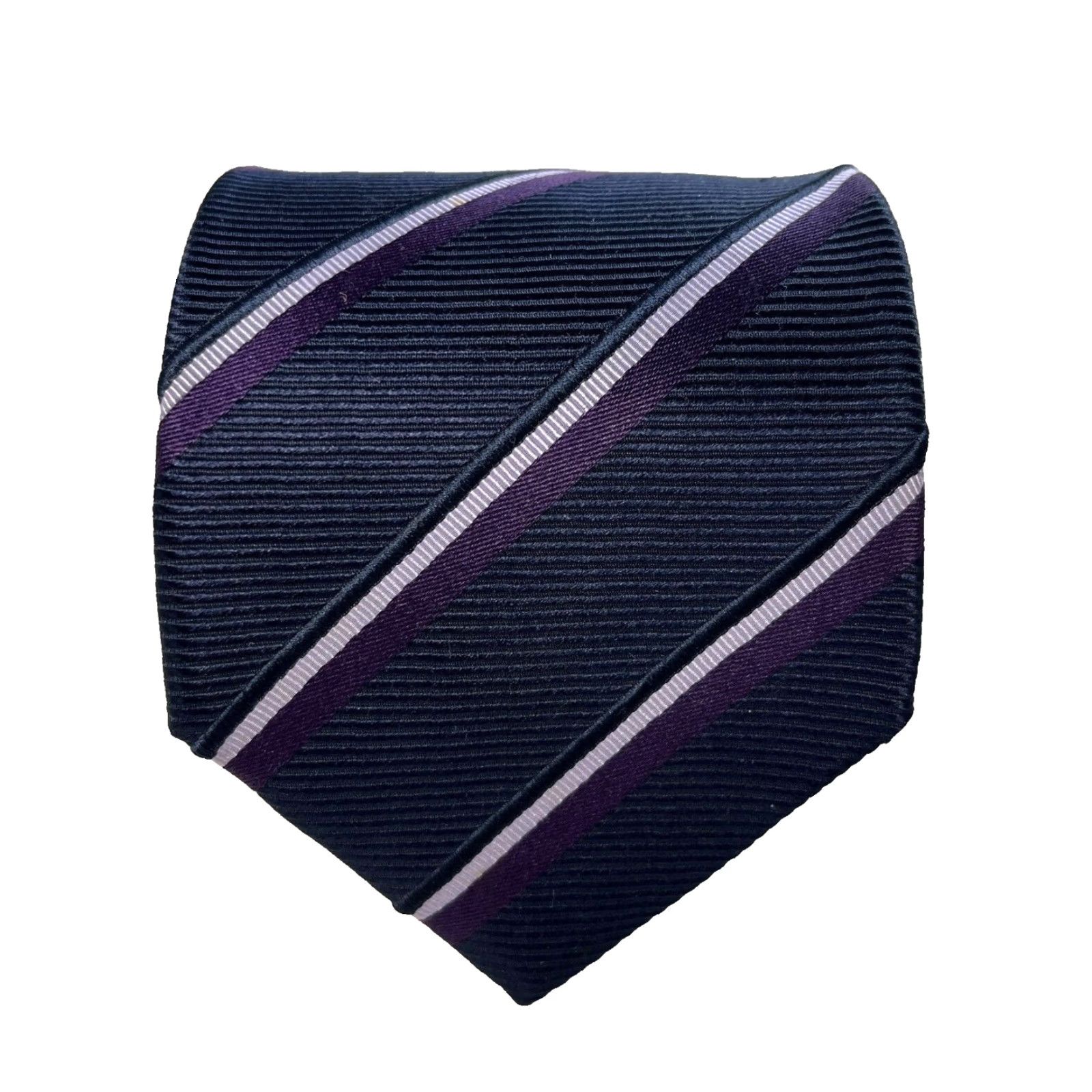 Vintage Epoca Men's Silk Tie Striped Ribbed Navy Made in Japan Size ONE SIZE - 2 Thumbnail