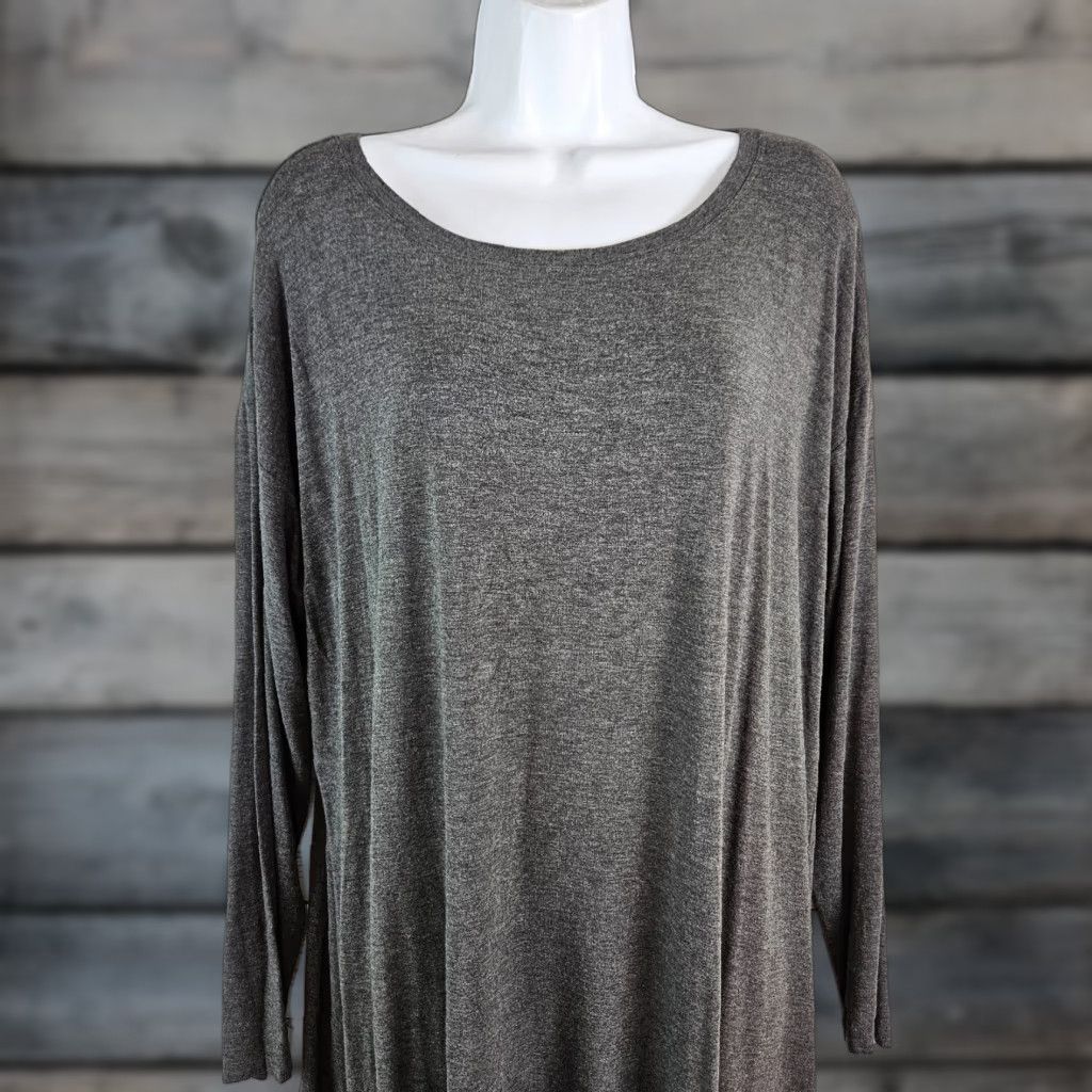 Eileen Fisher Eileen Fisher Womens Tunic Blouse L Solid Gray Long Sleeve Viscose Blend Size L / US 10 / IT 46 - 1 Thumbnail