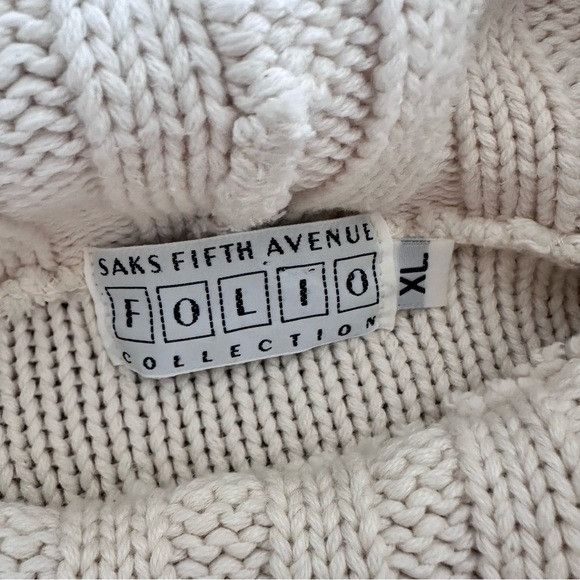 Saks Fifth Avenue Vintage Saks Fifth Avenue Cable Knit 100% Cotton Cream Turtl Size XL / US 12-14 / IT 48-50 - 4 Thumbnail