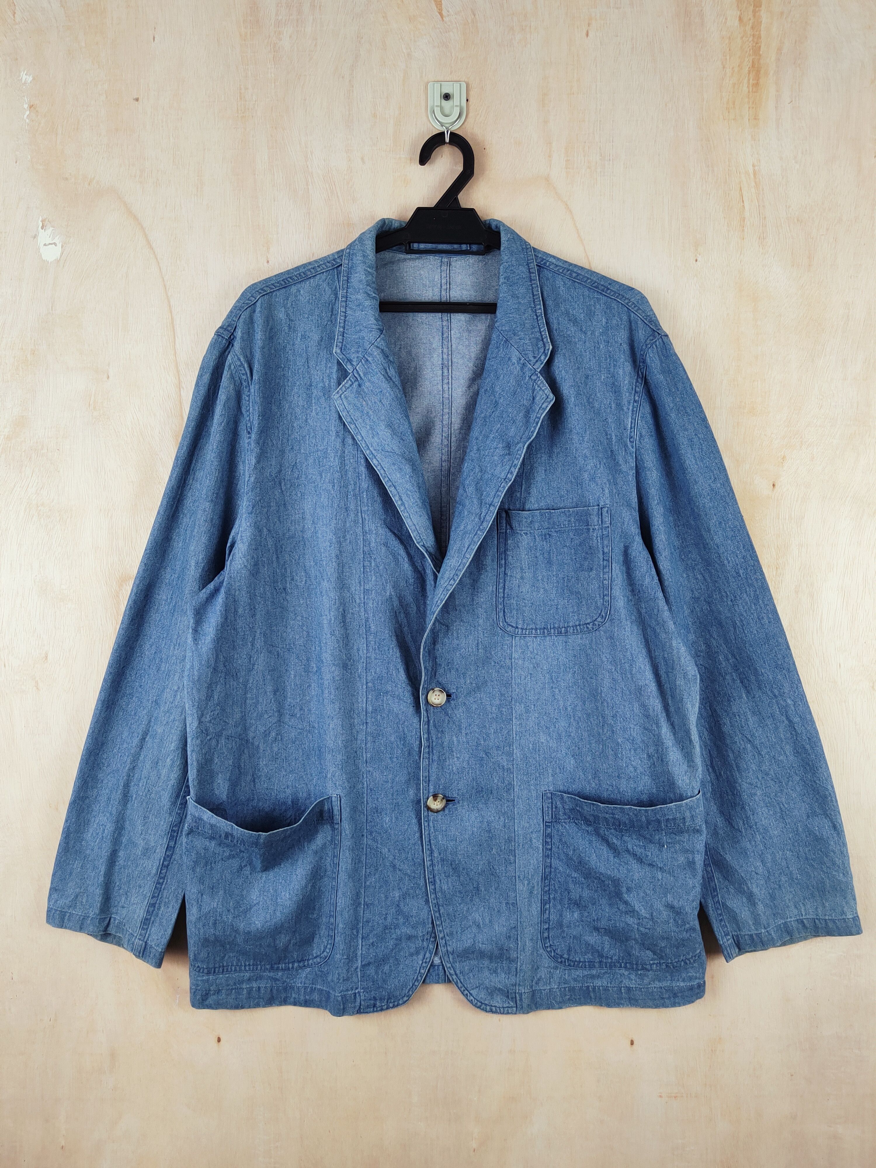 Japanese Brand × Vintage Retro Design 💥 Spinash Blue Soft Denim Jackets Size US L / EU 52-54 / 3 - 1 Thumbnail
