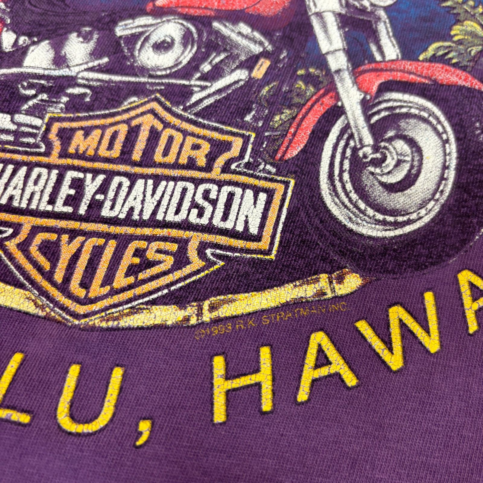Harley Davidson Vintage 1993 Harley Davidson Blue Flames Hawaii Shirt XL Size US XL / EU 56 / 4 - 6 Thumbnail