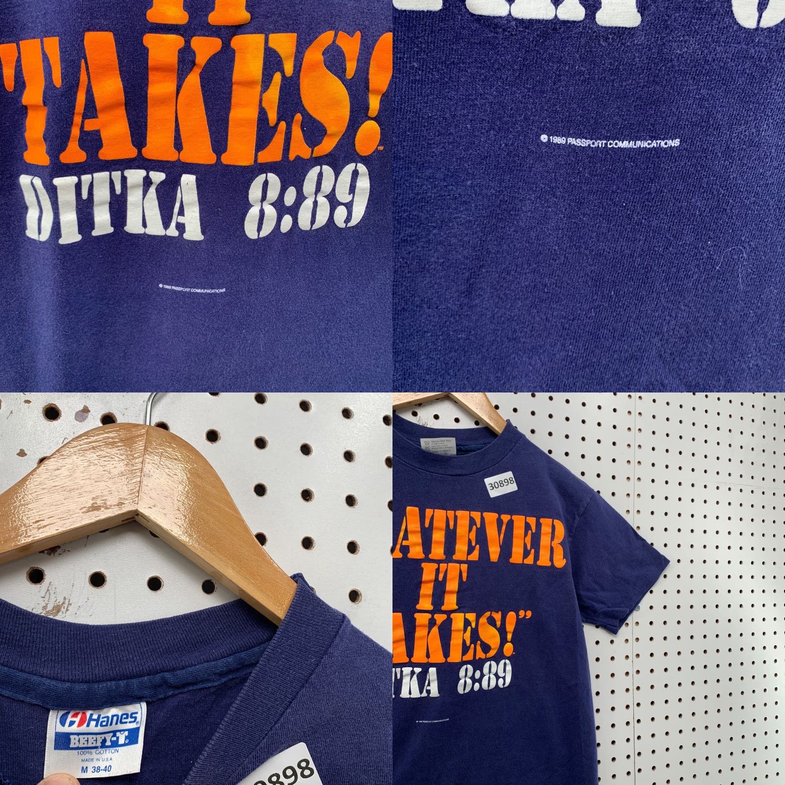 Hanes Vintage Chicago Bears DITKA Quote Shirt 80s - Hanes T-Shirt - Small - Blue - Cotton - Unisex Adults - 18X24 - USA - 80s Sports Size US S / EU 44-46 / 1 - 8 Thumbnail