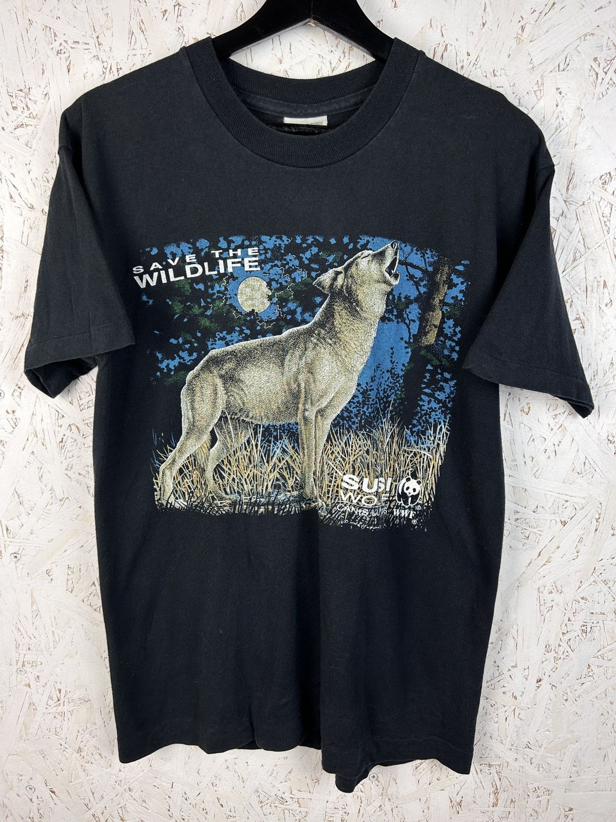 Vintage 90s Vintage WWF Save The Wildlife Wolf Single Stitch T-Shirt Size US M / EU 48-50 / 2 - 1 Thumbnail