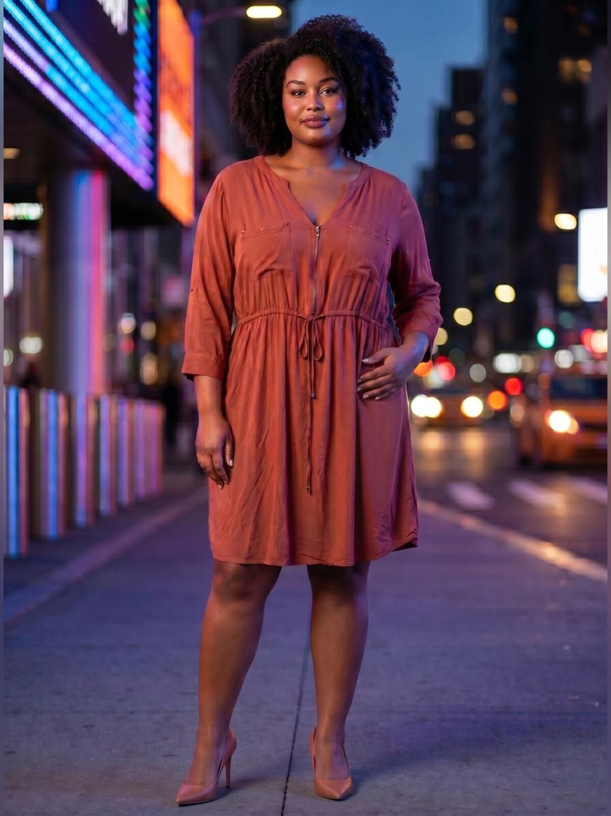 Other torrid Rust Brown Long Sleeve Drawstring Shirt Dress Size XS / US 0-2 / IT 36-38 - 1 Thumbnail