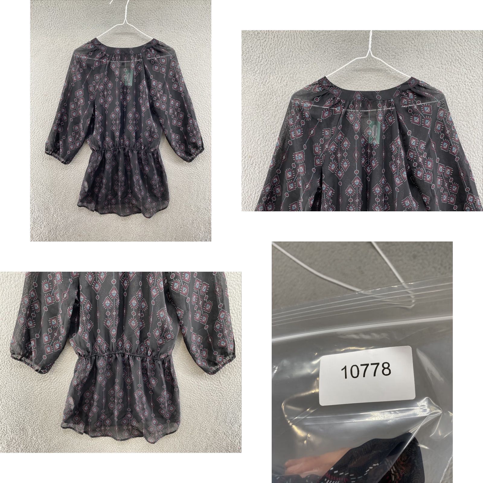 Vintage MAURICES Shirt Dress Black Aztec Sheer Elastic Waist Short Size S Womens Size S / US 4 / IT 40 - 8 Thumbnail