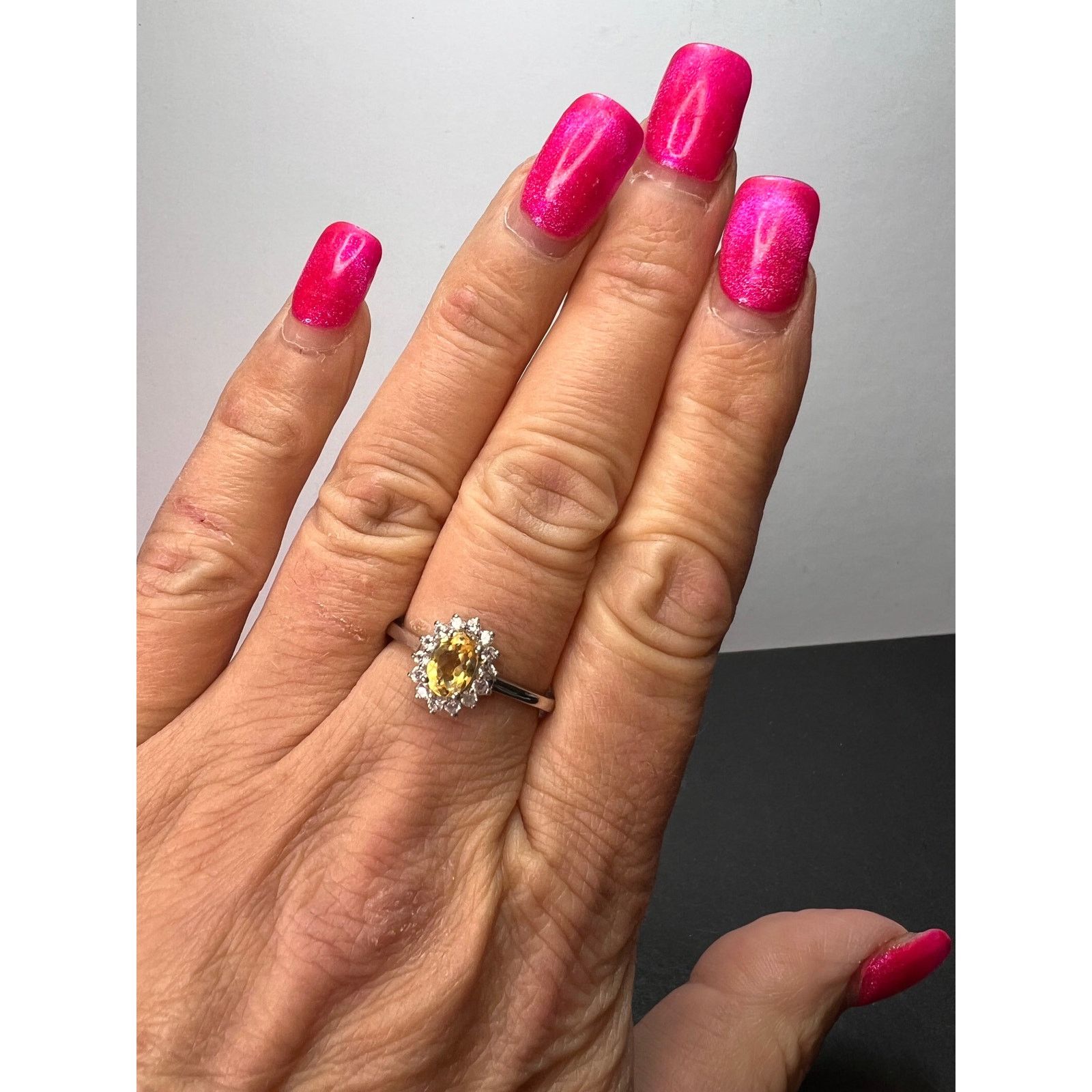 Other NEW Citrine zircon ring in platinum over sterling size 9 Size ONE SIZE - 10 Thumbnail