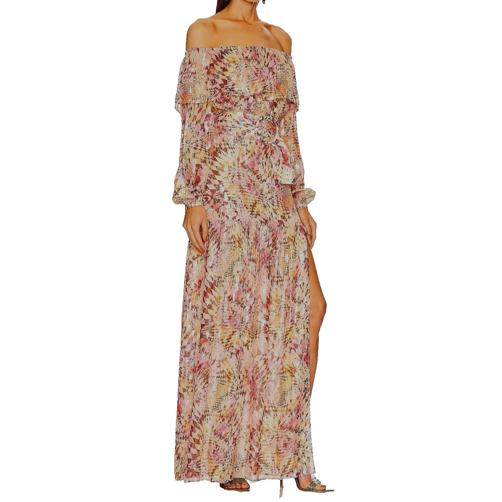 NWT DUNDAS X REVOLVE Silk Metallic Waist Belt Maxi Dress XS